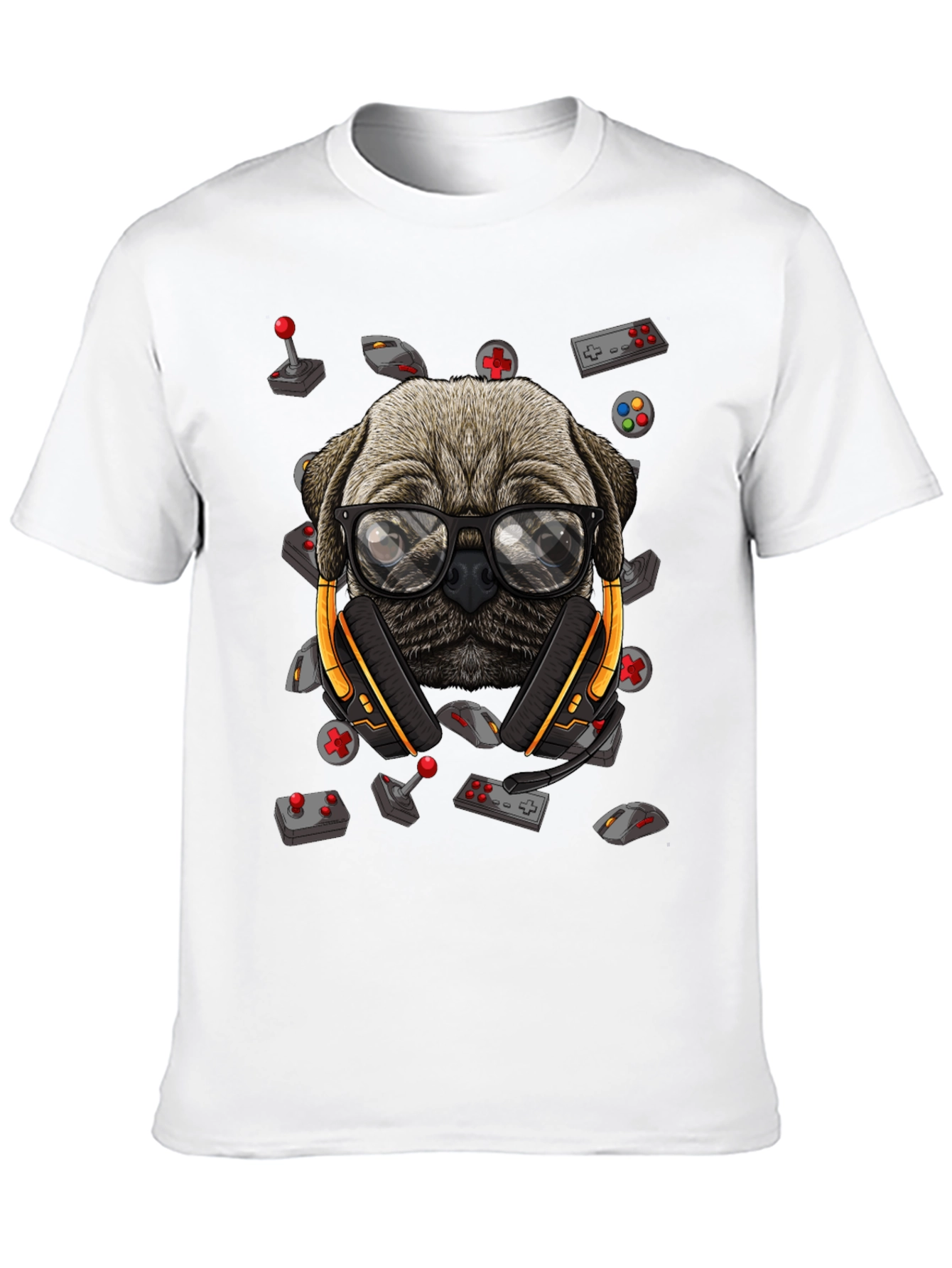 Gamer Pug T-Shirt - Geeky Dog Tee