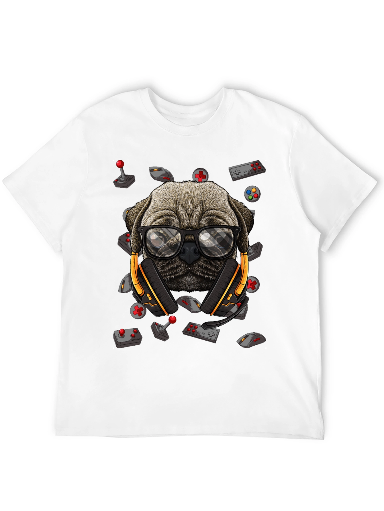 Gamer Pug T-Shirt - Geeky Dog Tee