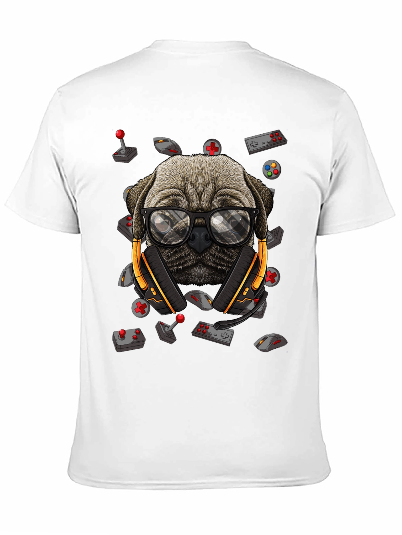 Gamer Pug T-Shirt - Geeky Dog Tee