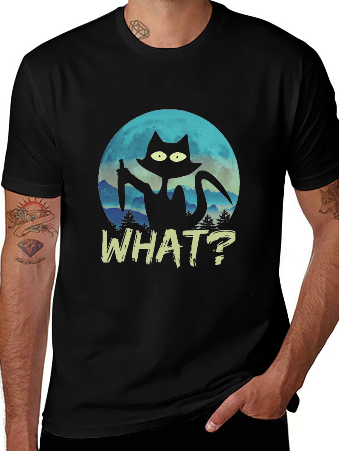 Black Cat Knife T-Shirt - What?