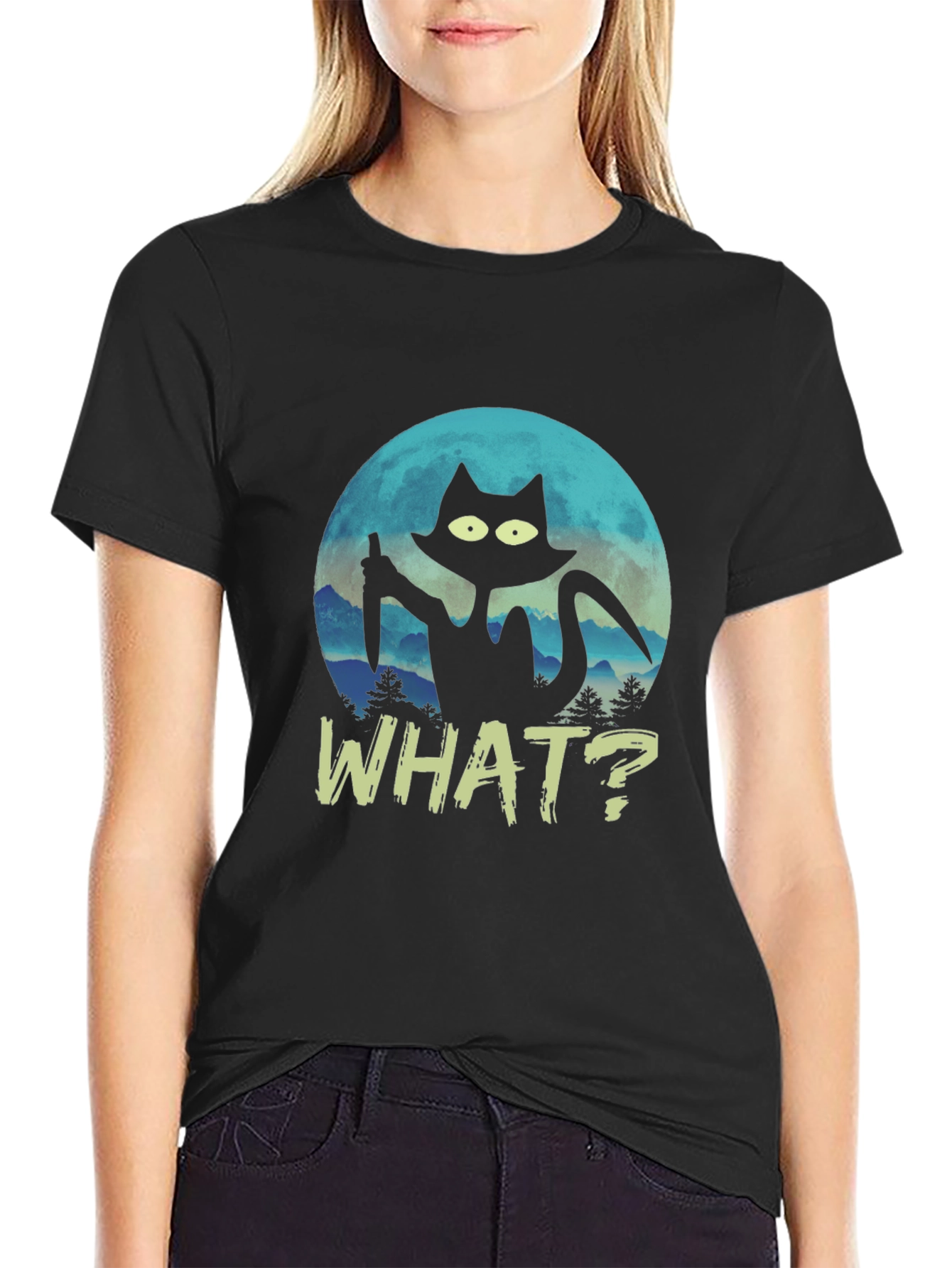 Black Cat Knife T-Shirt - What?