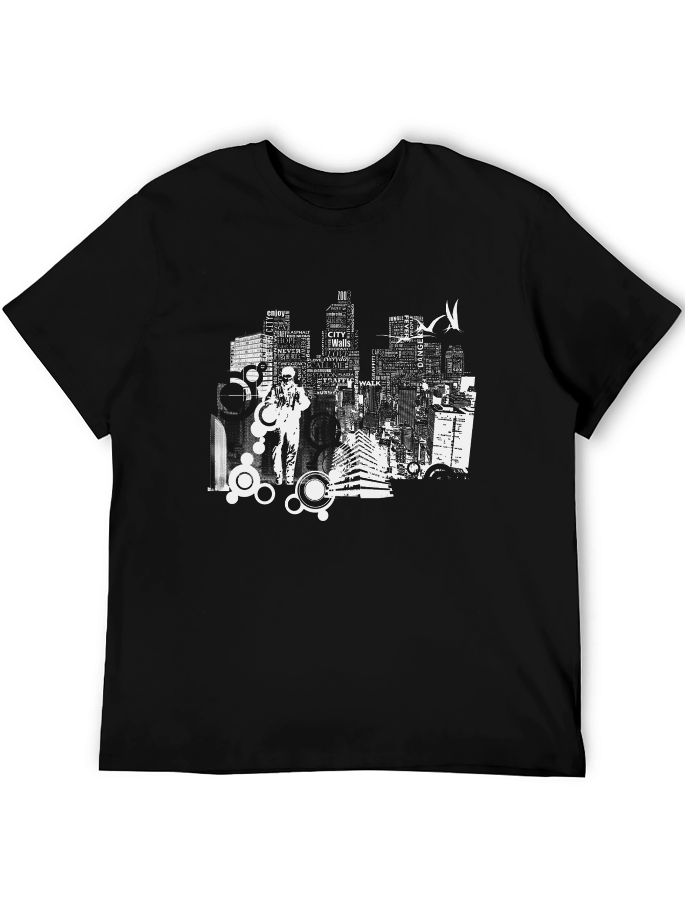 Urban Cityscape Graphic Tee - Black