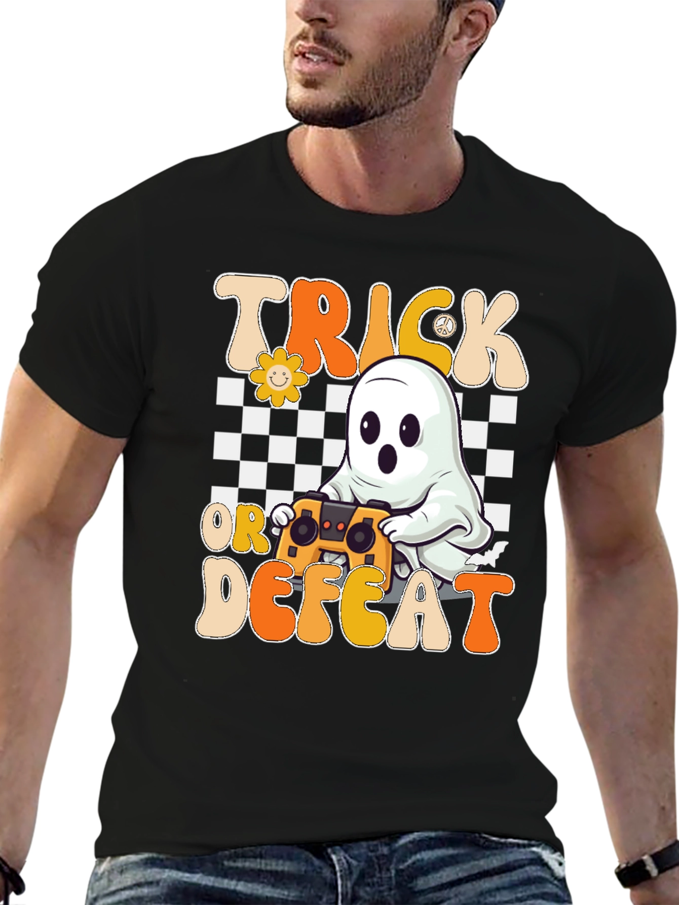 Trick or Defeat Gamer Ghost T-Shirt