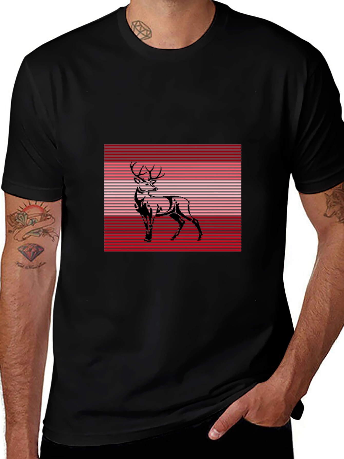 Deer Graphic Tee - Stylish Black T-Shirt