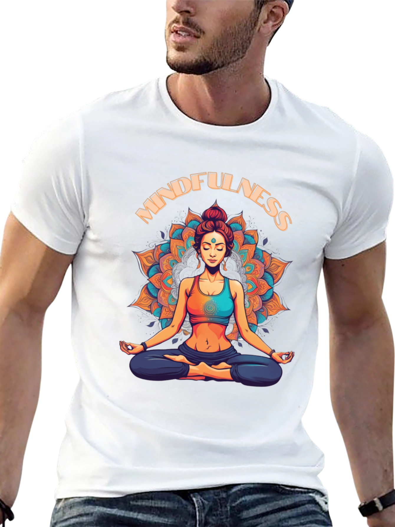 Mindfulness Graphic T-Shirt - Meditating Woman Design