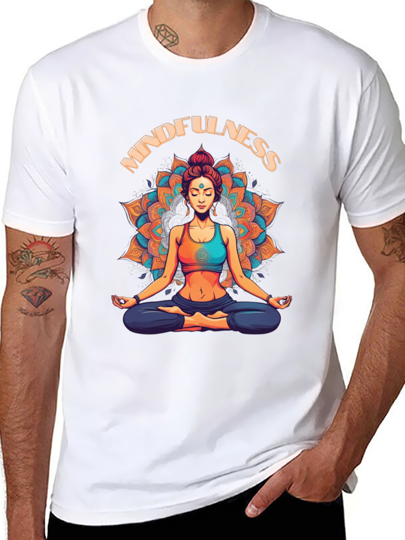 Mindfulness Graphic T-Shirt - Meditating Woman Design