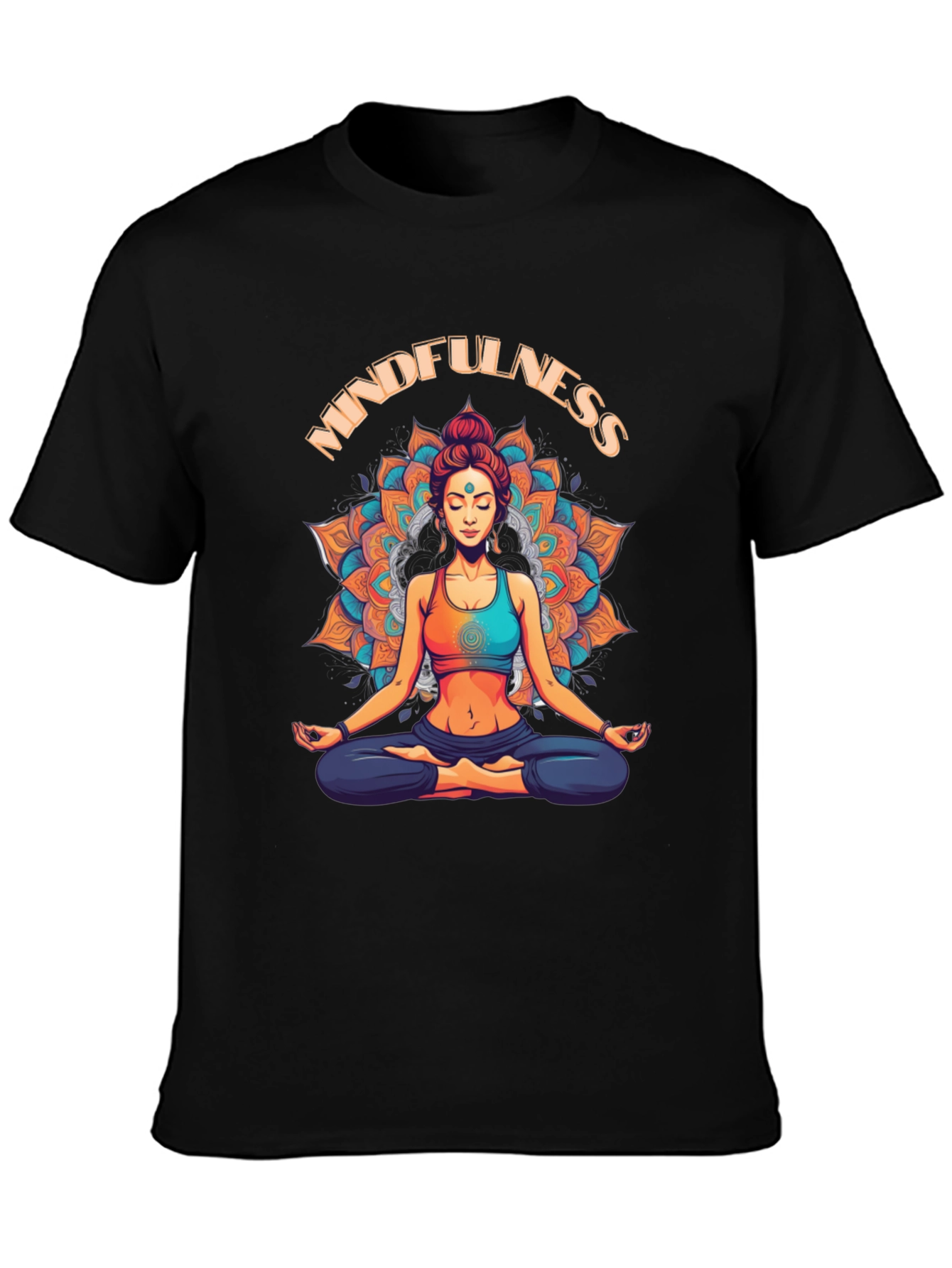 Mindfulness Graphic T-Shirt - Meditating Woman Design