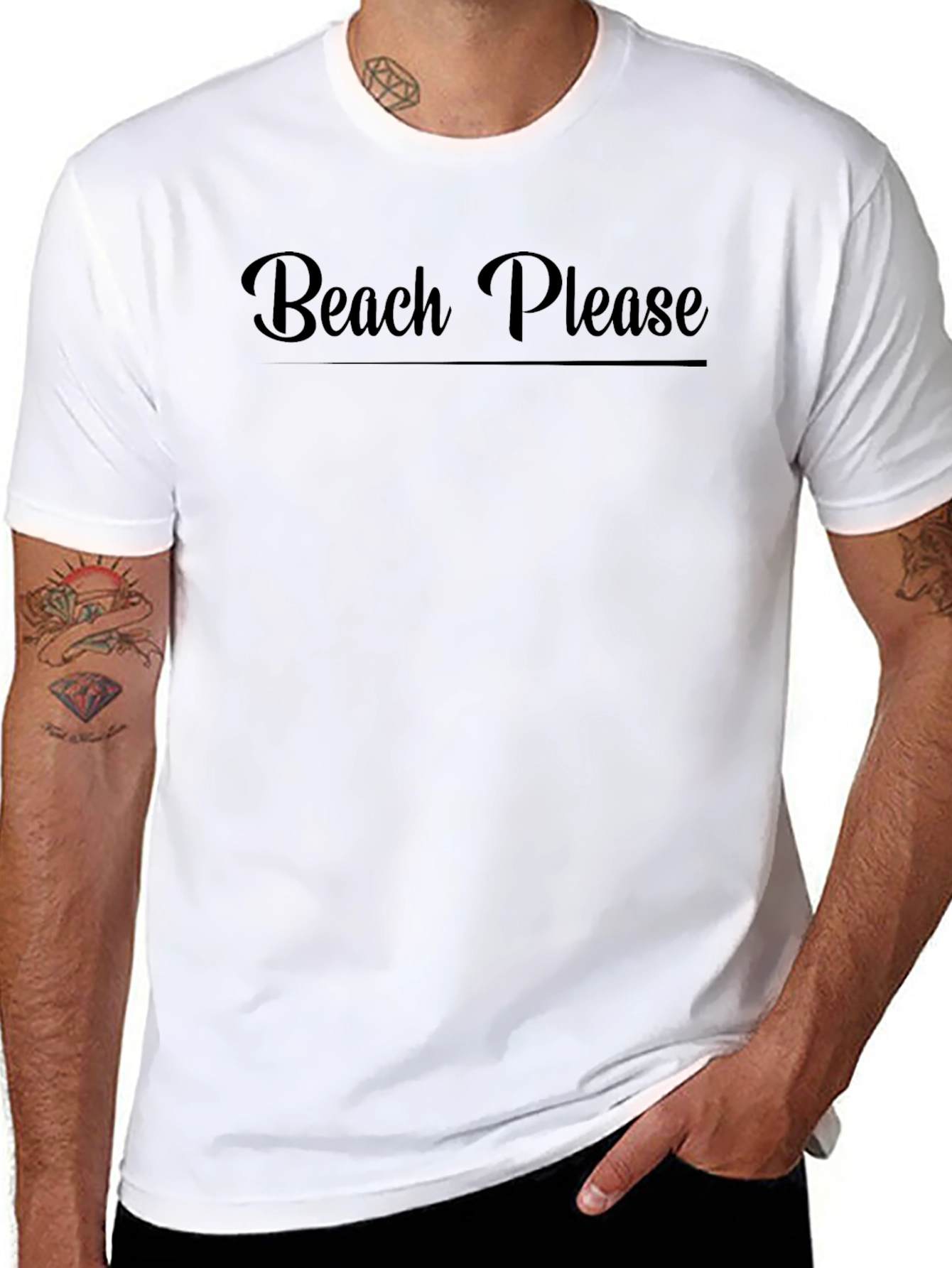 Beach Please Graphic T-Shirt - Black
