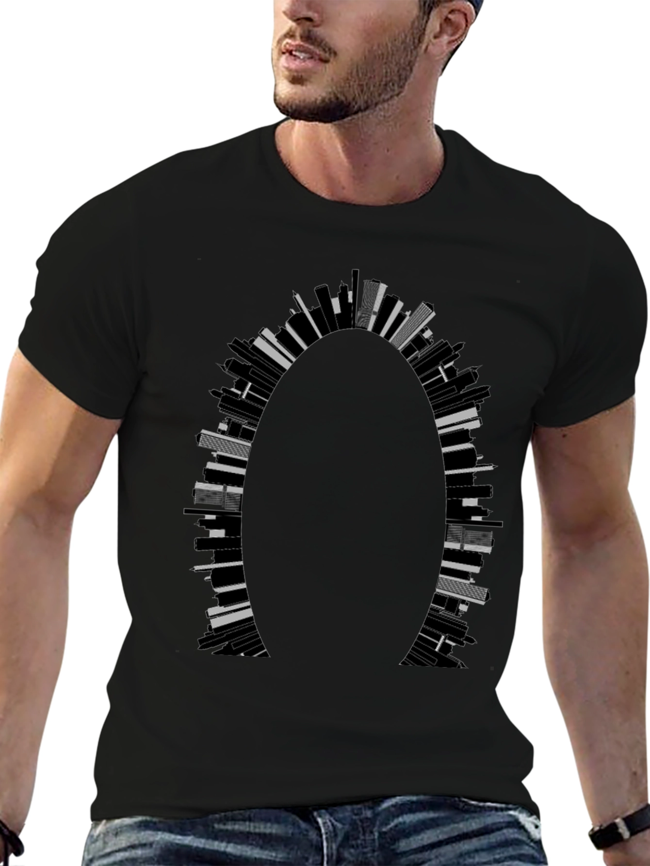 Cityscape Arch Graphic Tee - Modern Mens T-Shirt