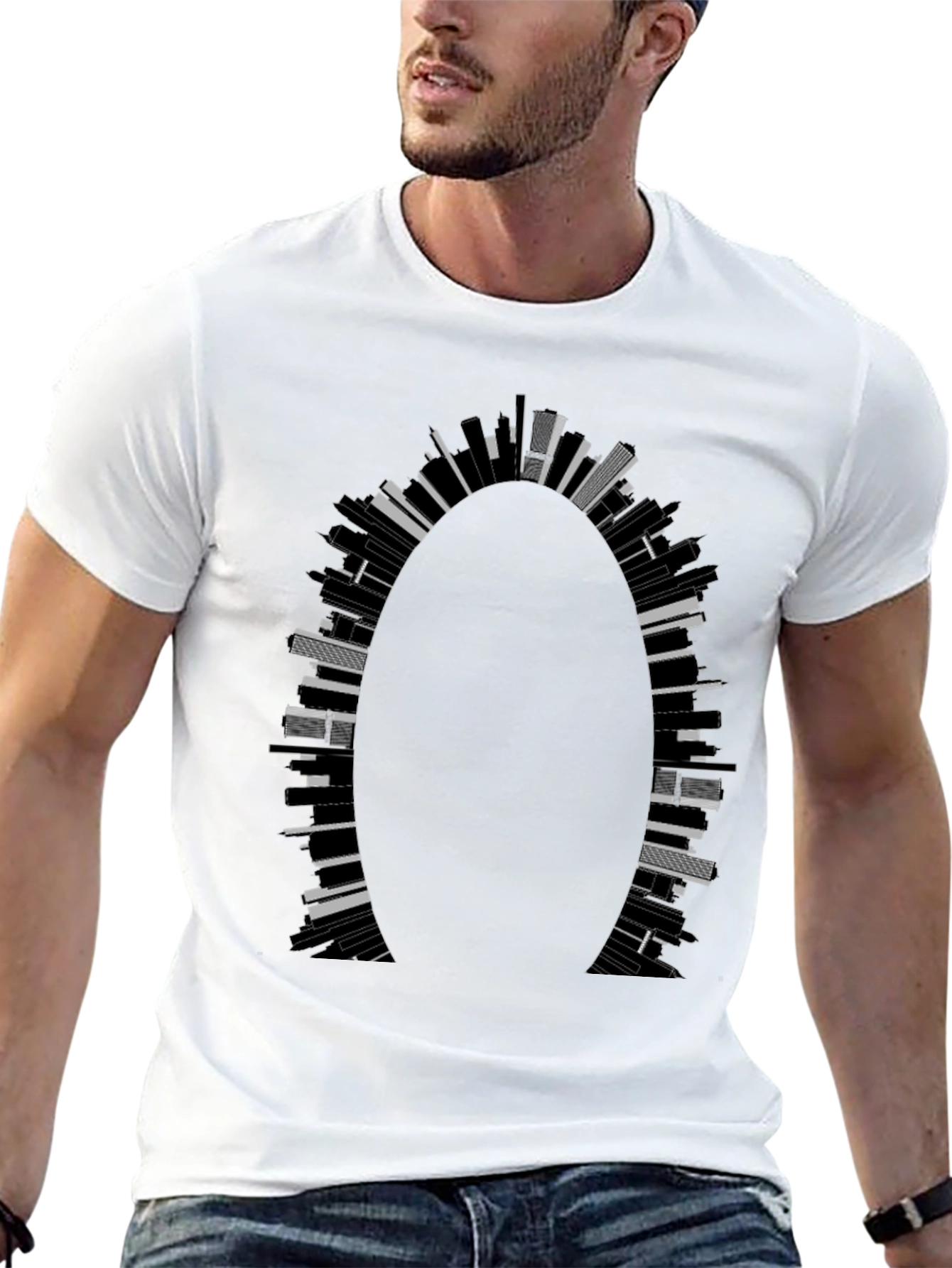 Cityscape Arch Graphic Tee - Modern Mens T-Shirt