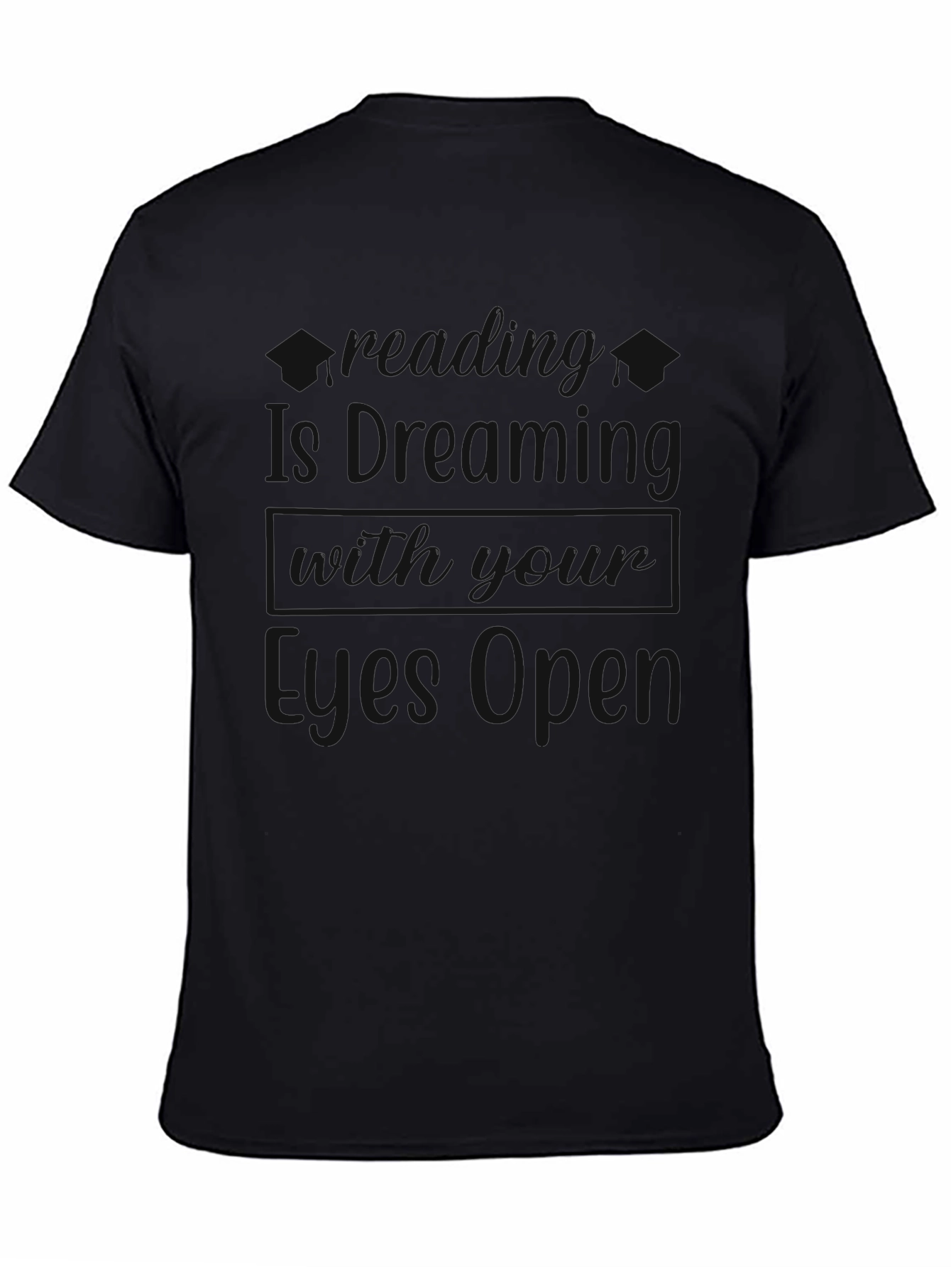 Mens Black Crewneck Graphic T-Shirt