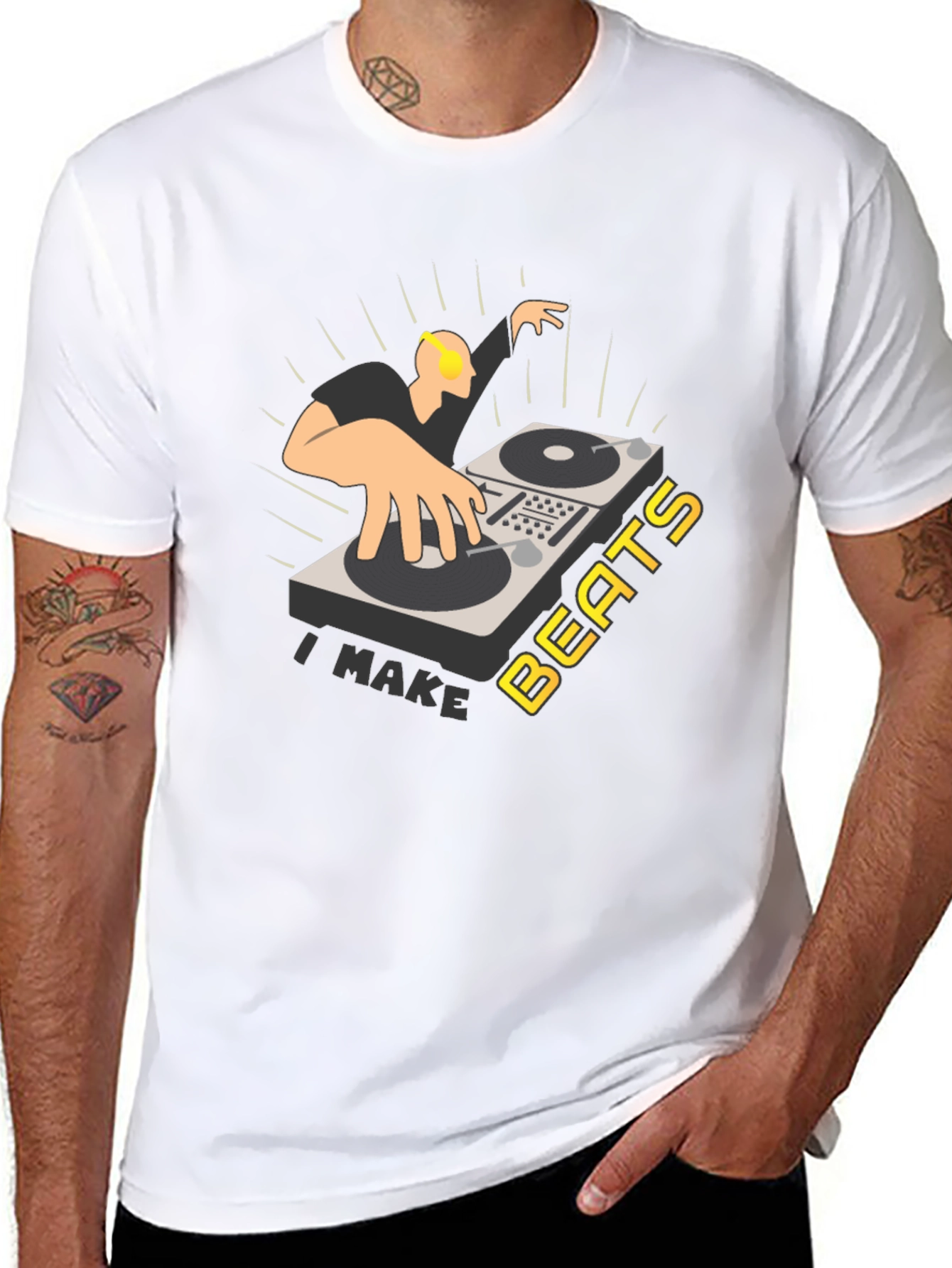 I Make Beats T-Shirt - DJ Turntable Graphic Tee