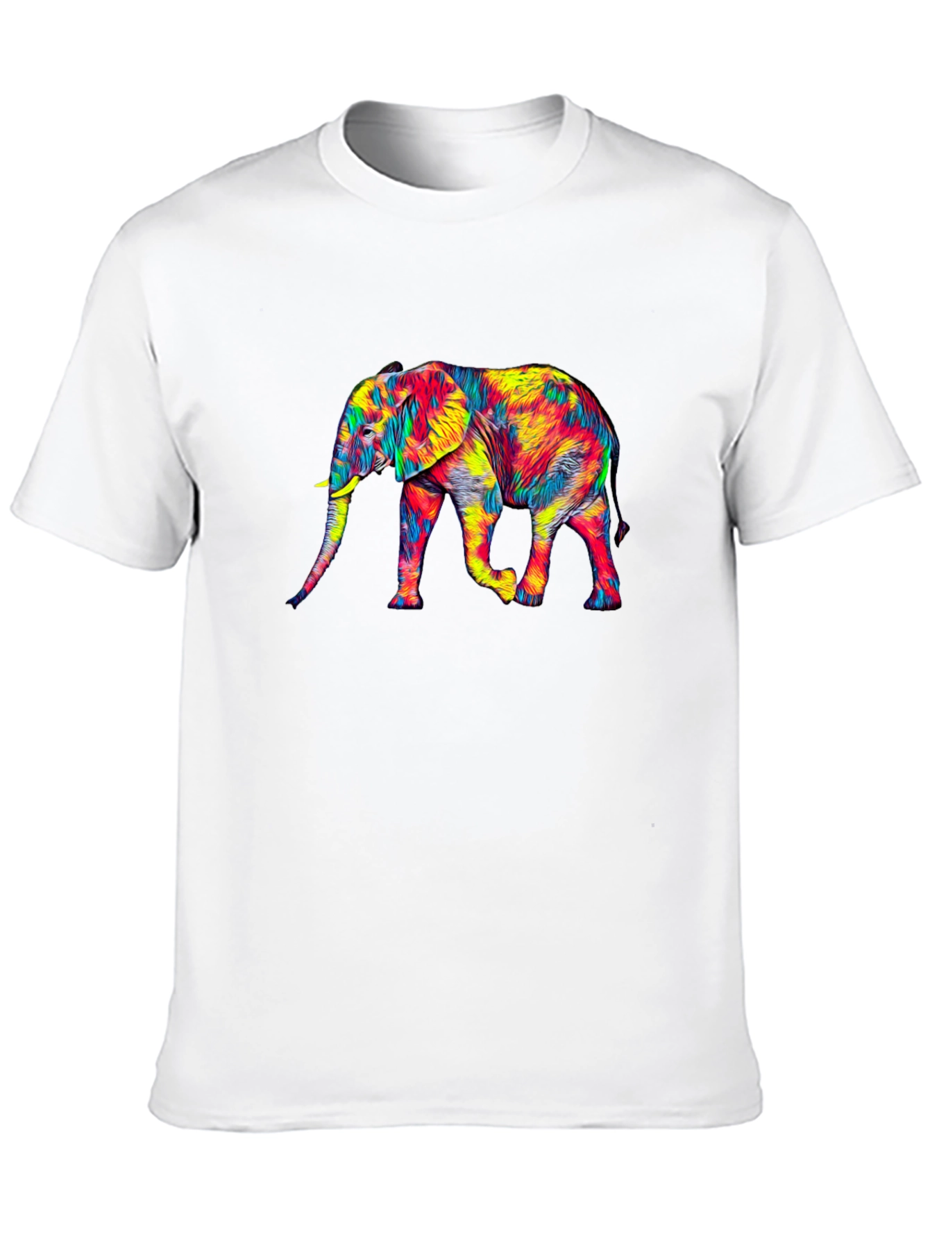 Vibrant Elephant Graphic Tee - Black Cotton