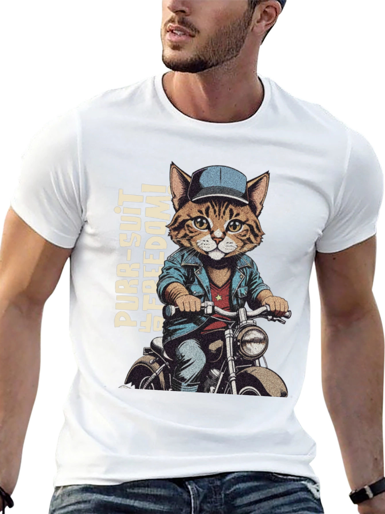 Cat Biker T-Shirt - Purr-suit of Freedom!