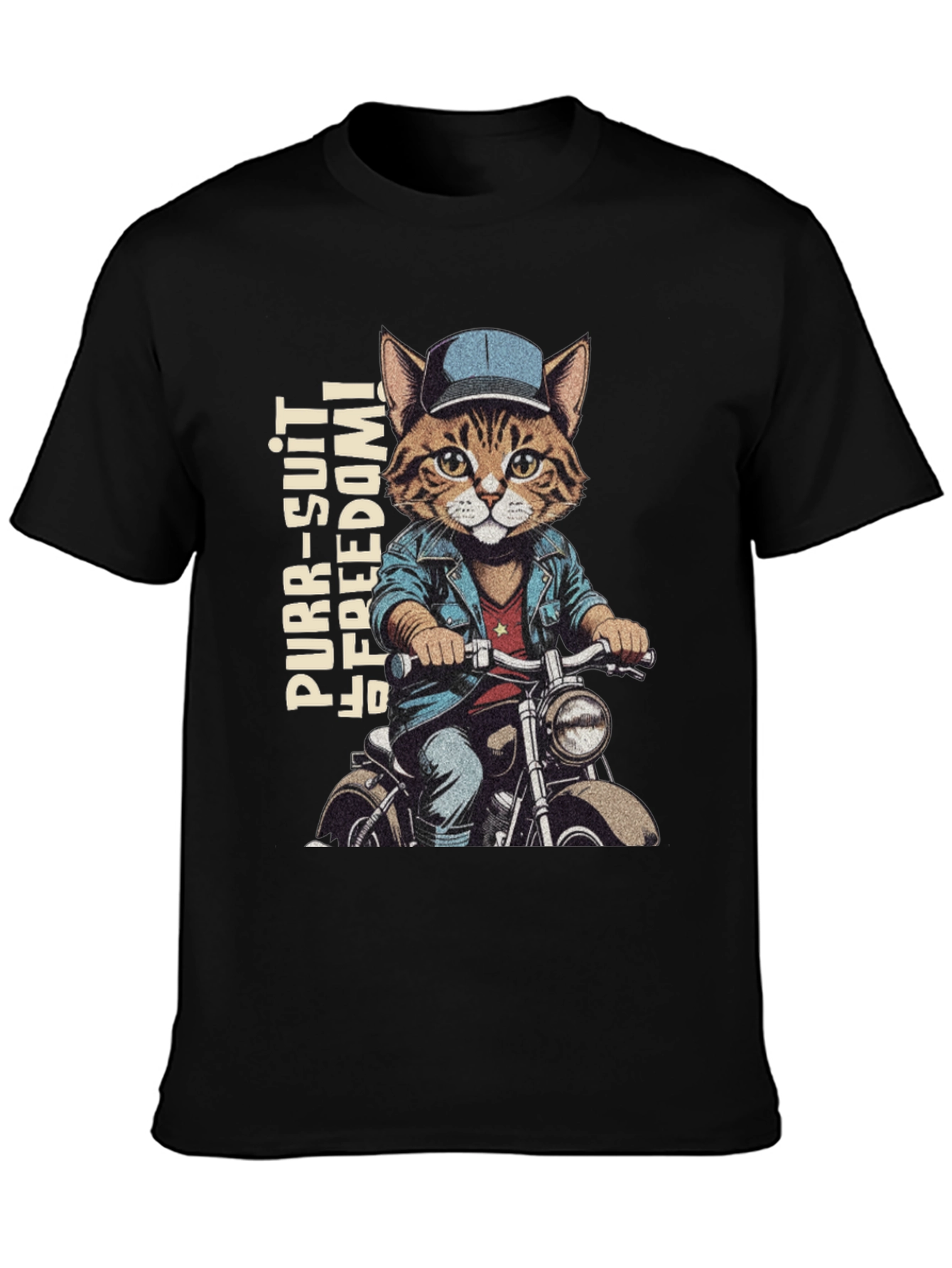 Cat Biker T-Shirt - Purr-suit of Freedom!