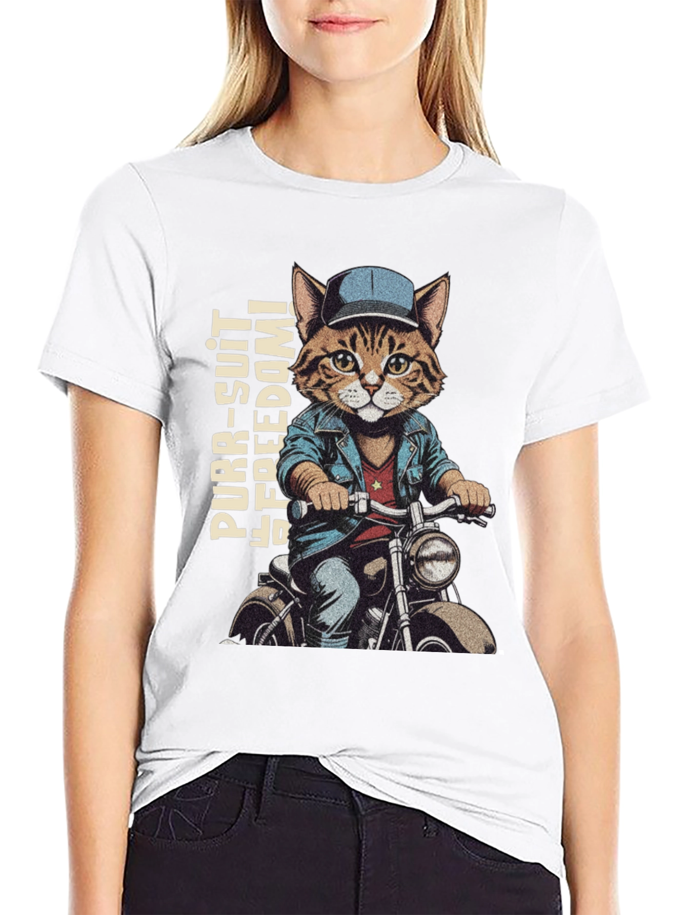 Cat Biker T-Shirt - Purr-suit of Freedom!