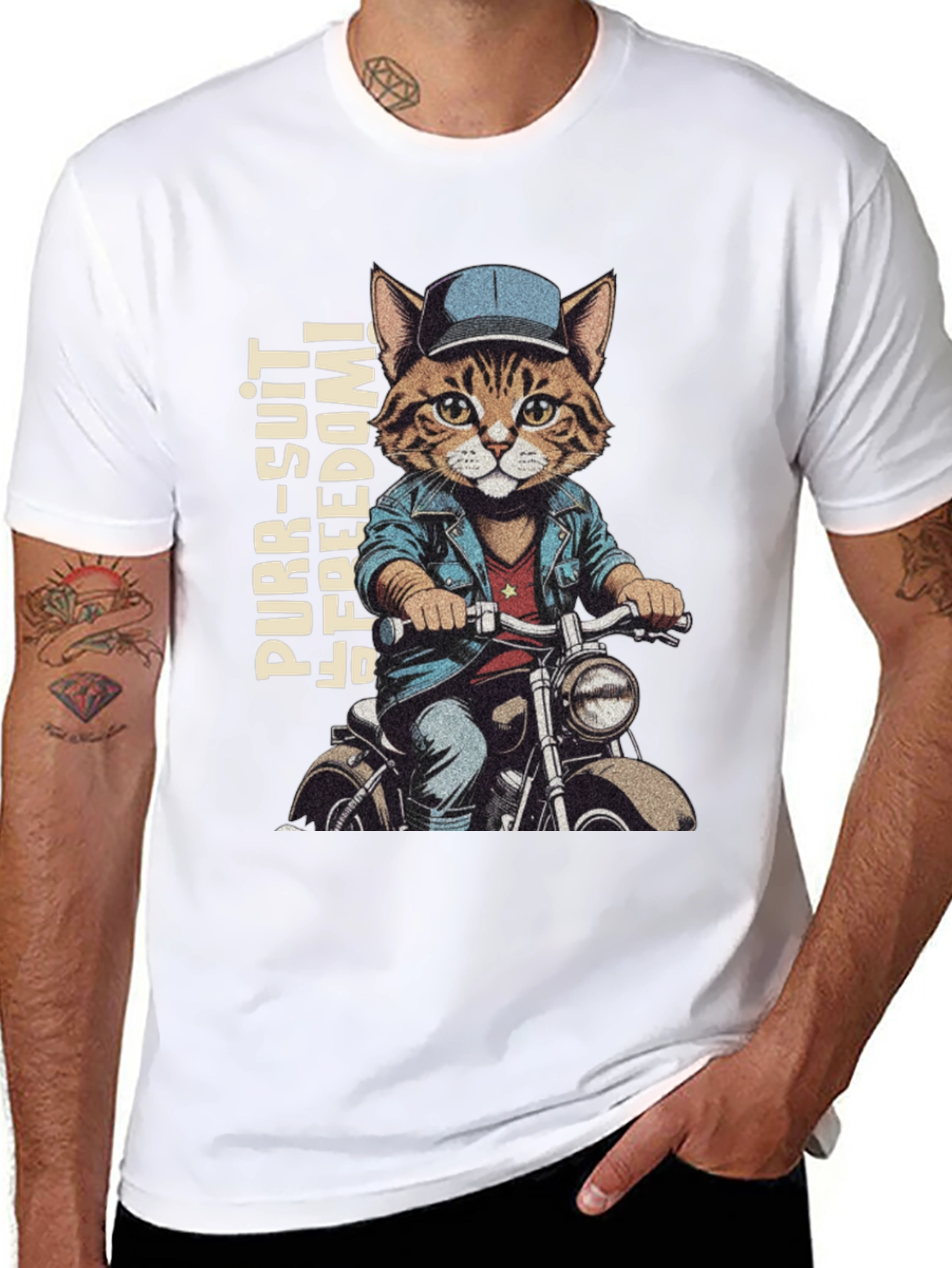Cat Biker T-Shirt - Purr-suit of Freedom!