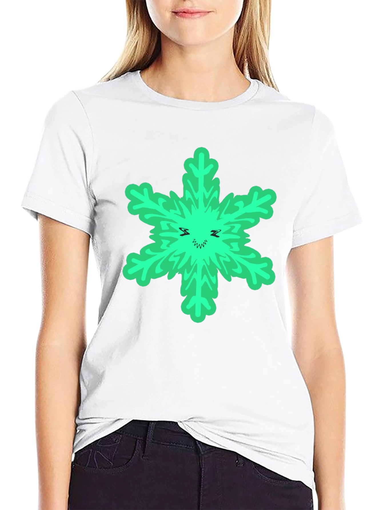 Green Grinch Snowflake Black T-Shirt