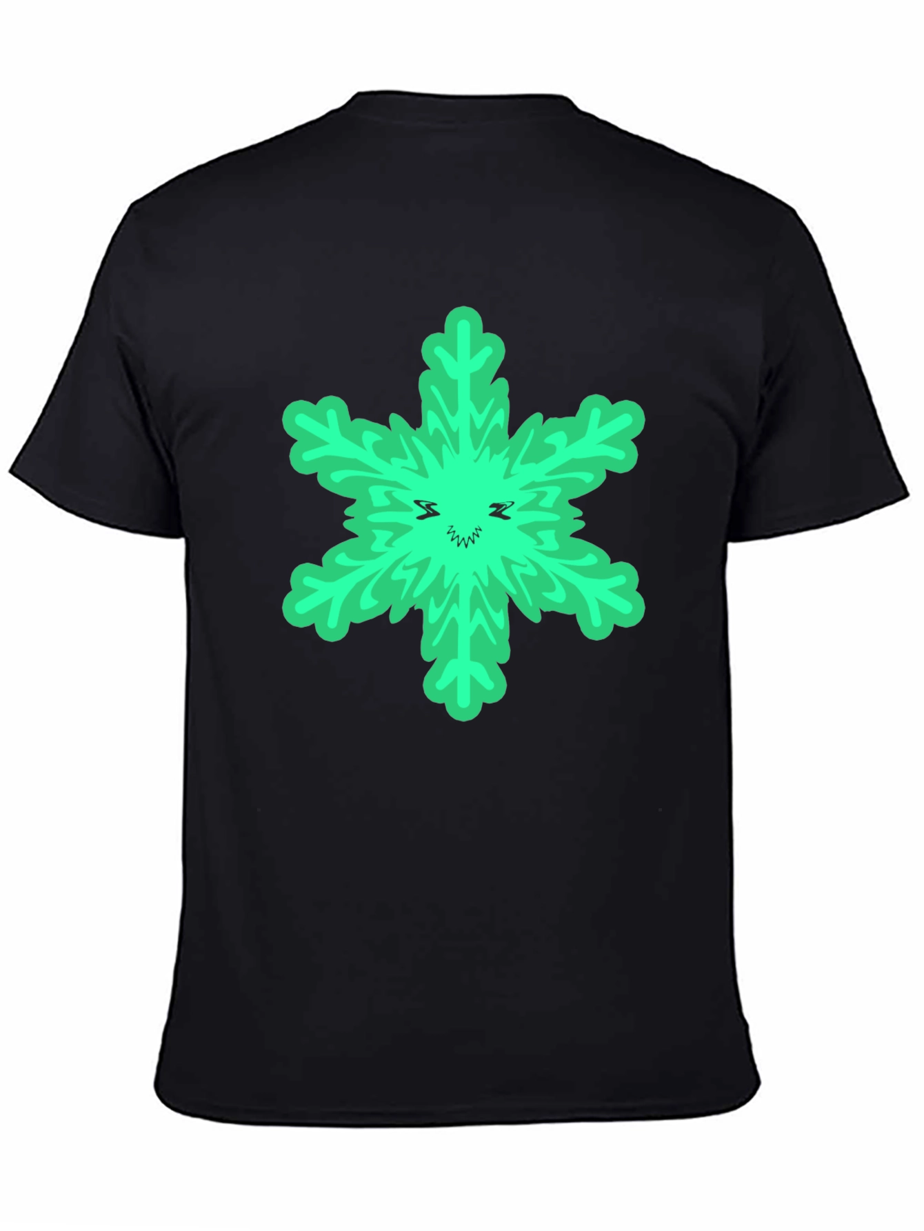 Green Grinch Snowflake Black T-Shirt
