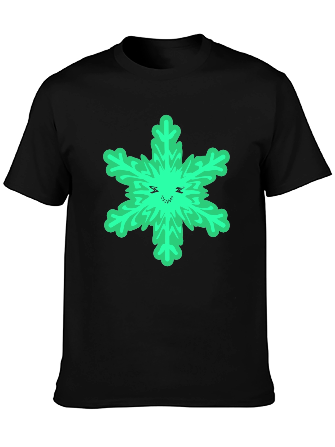 Green Grinch Snowflake Black T-Shirt