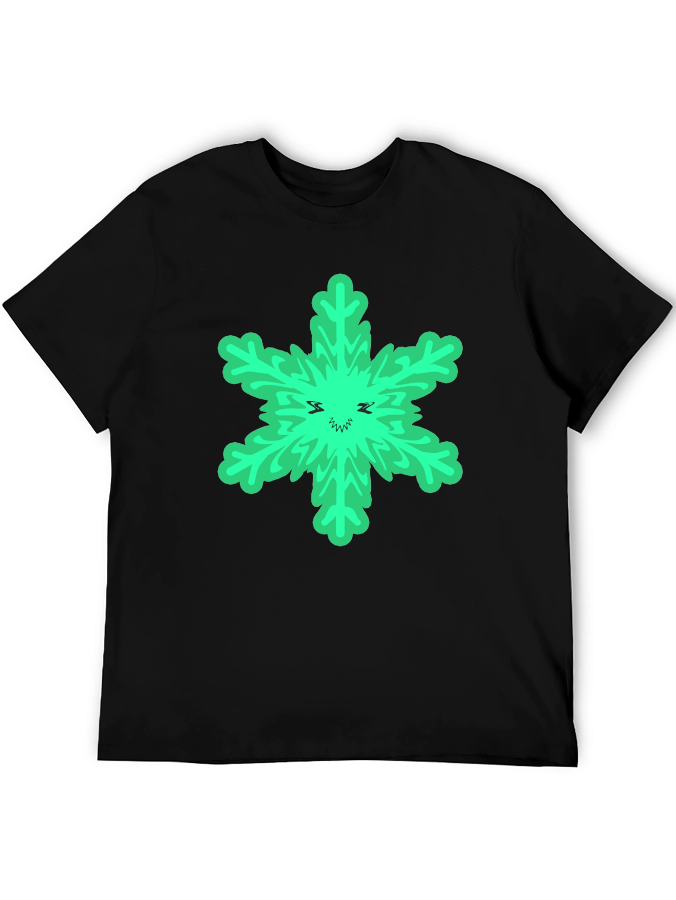 Green Grinch Snowflake Black T-Shirt