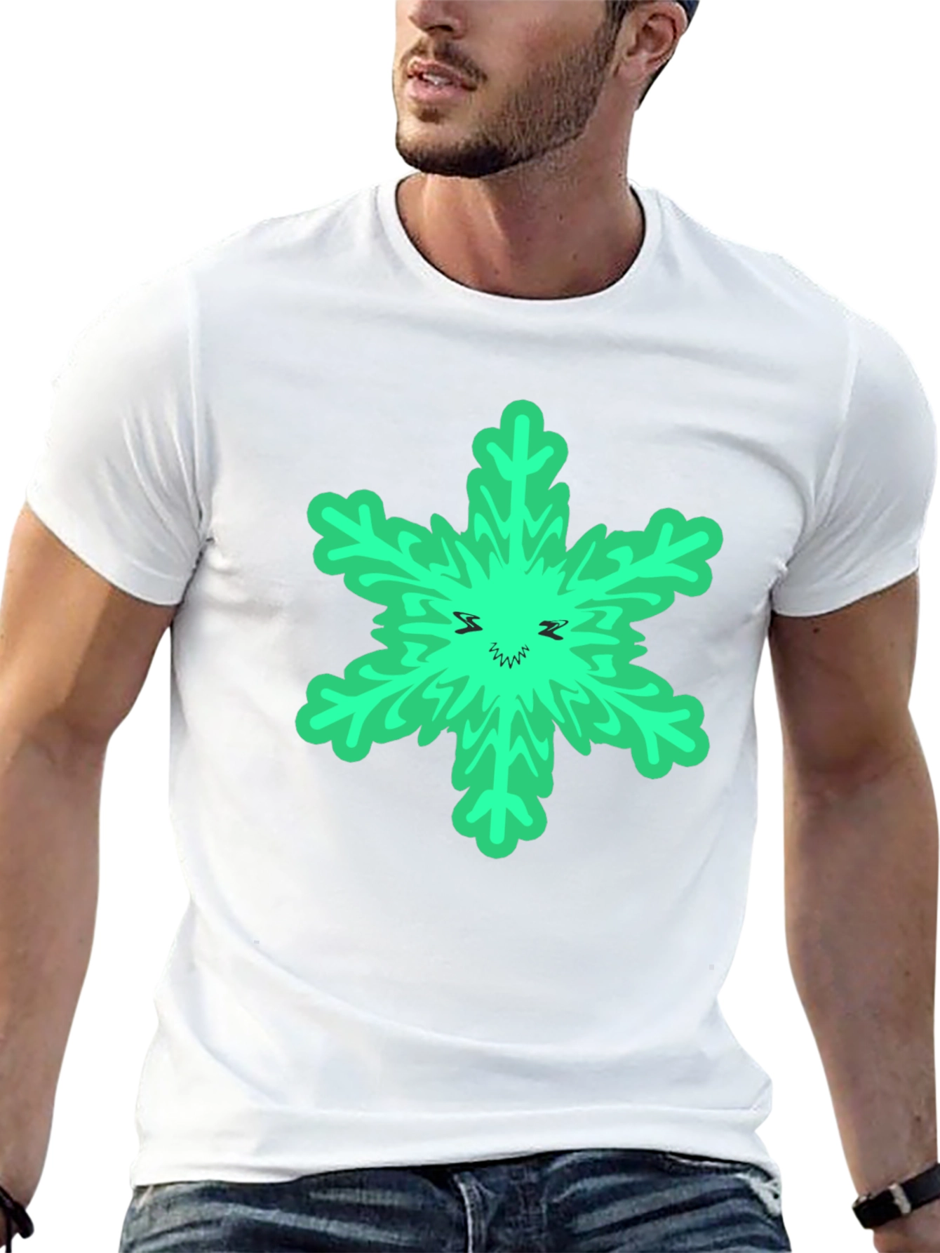 Green Grinch Snowflake Black T-Shirt