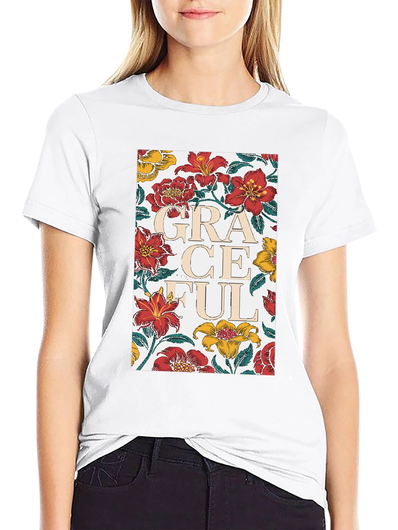 Graceful Floral Graphic T-Shirt