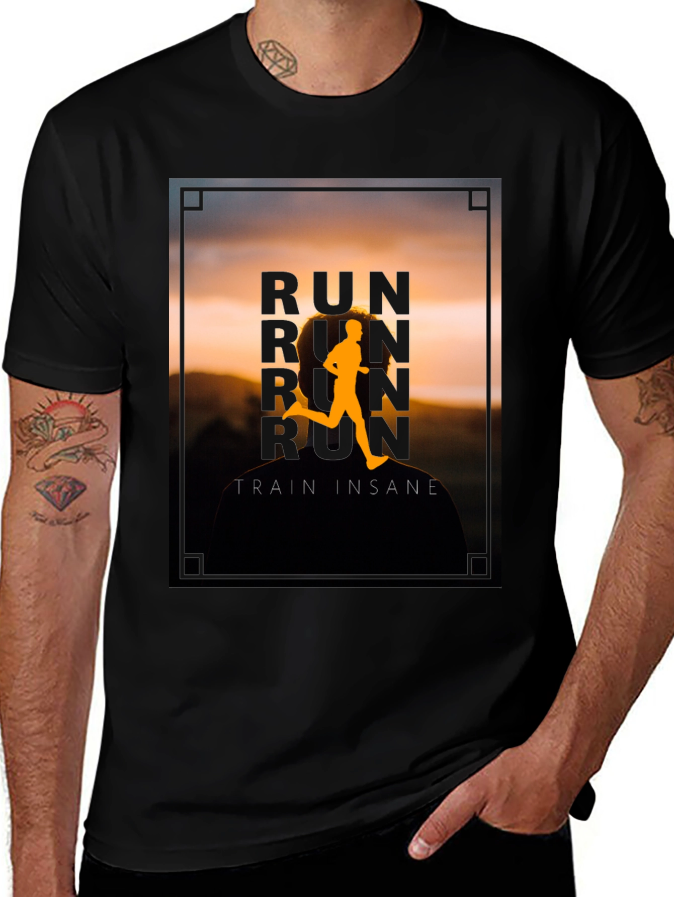 Run Train Insane Graphic Tee - Black Cotton T-Shirt