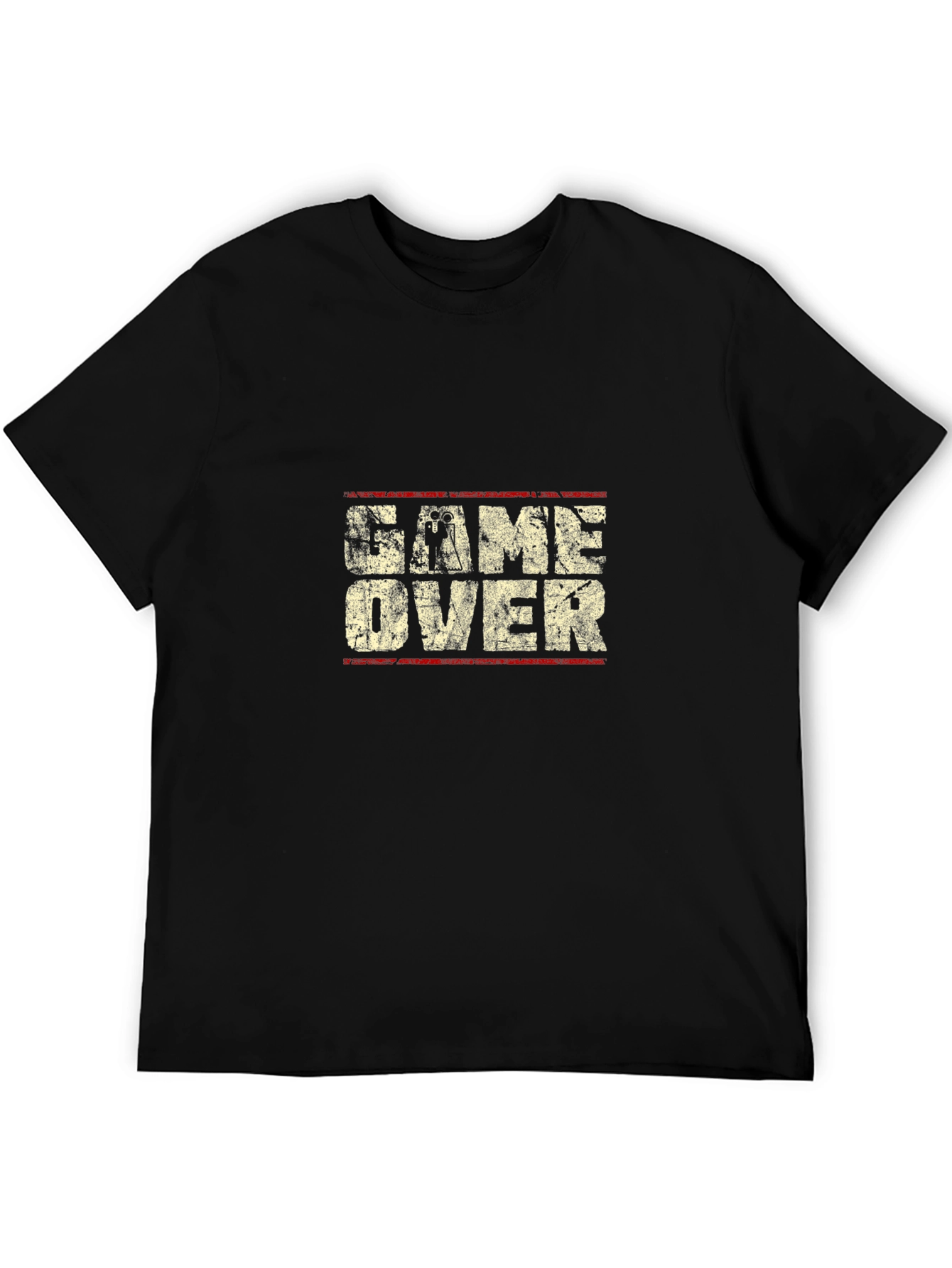 Game Over Graphic Print Black T-Shirt