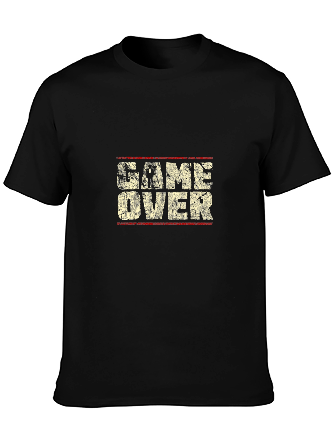 Game Over Graphic Print Black T-Shirt