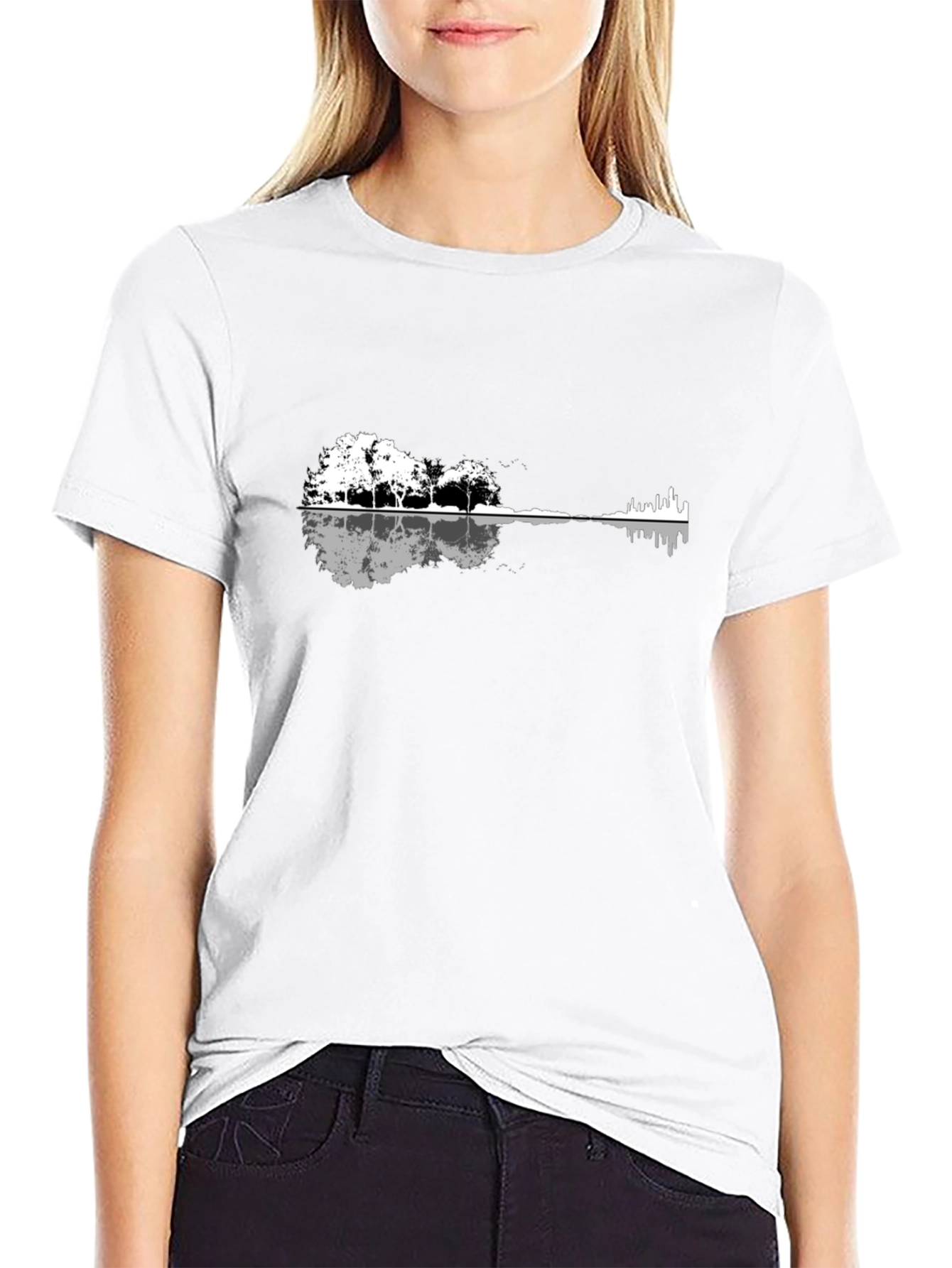 Guitar Landscape T-Shirt - Black Graphic Tee