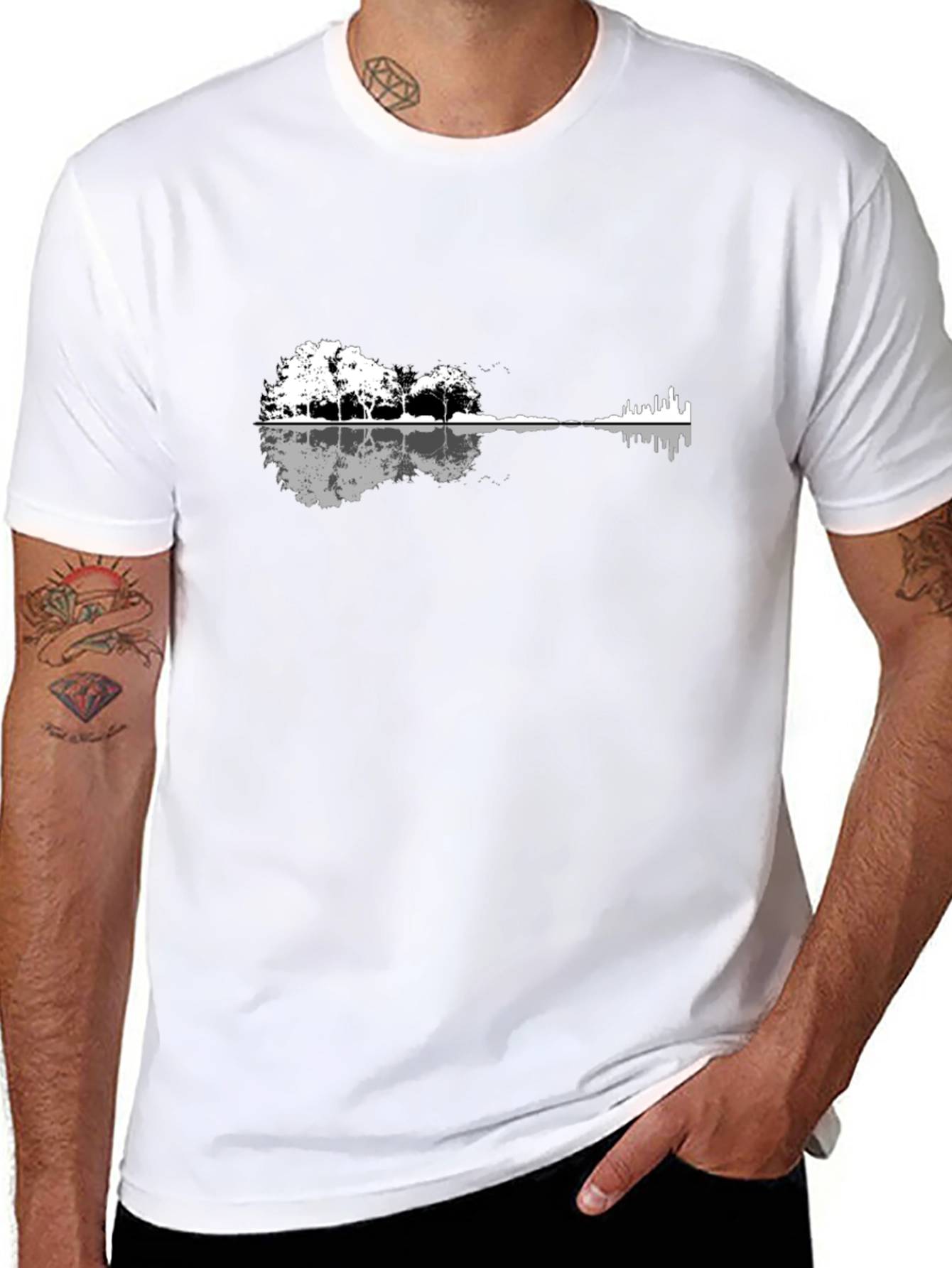Guitar Landscape T-Shirt - Black Graphic Tee