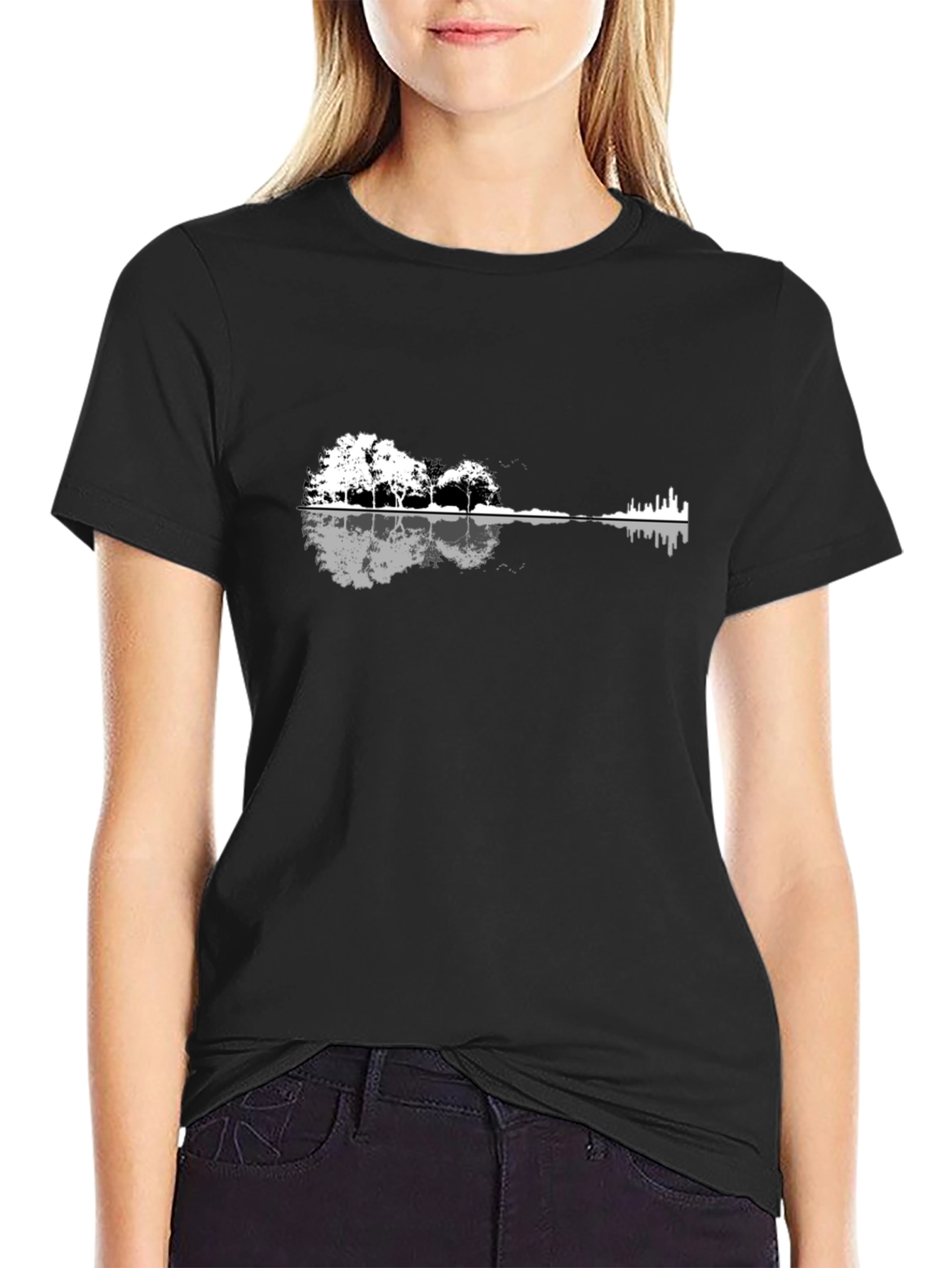 Guitar Landscape T-Shirt - Black Graphic Tee