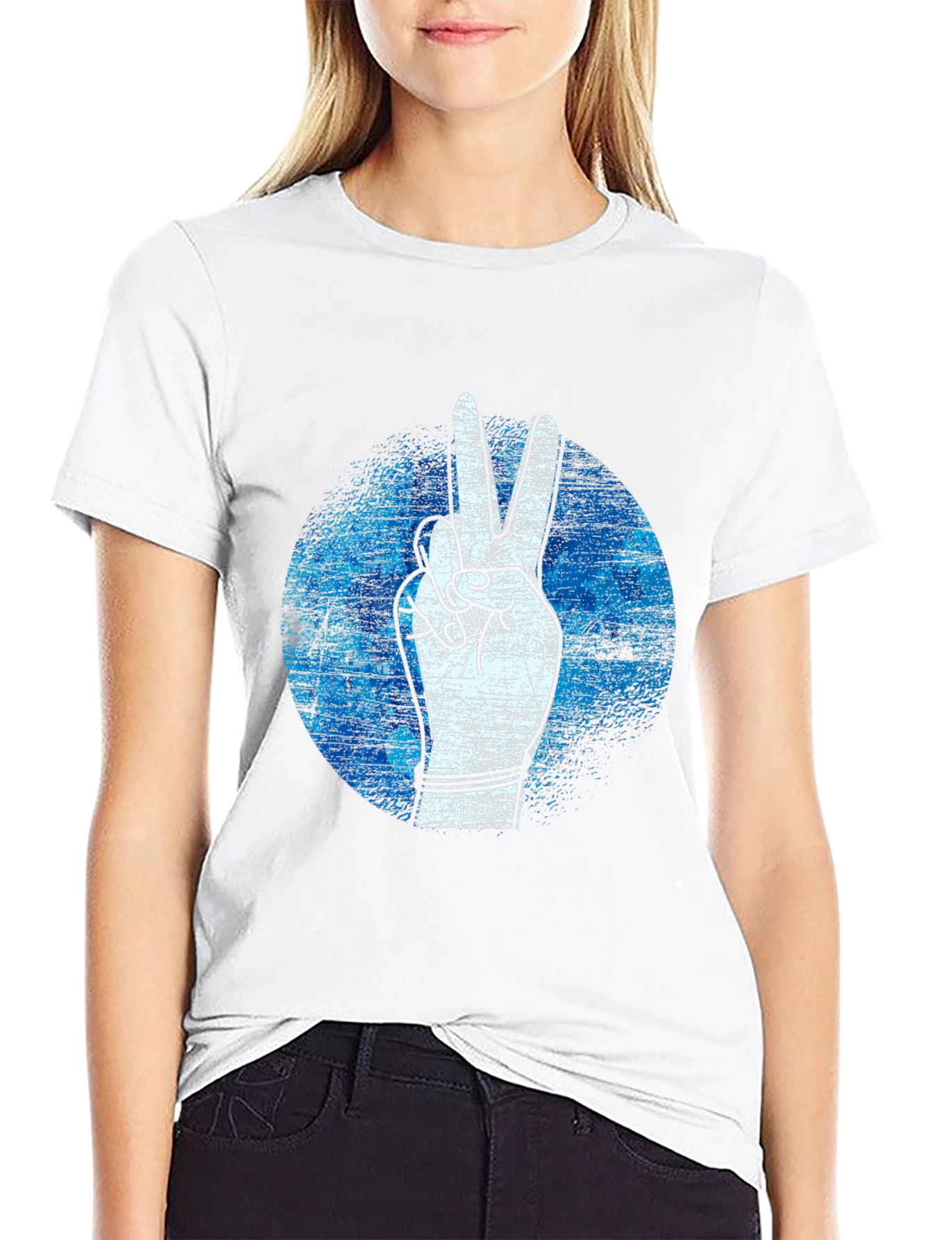 Peace Sign Graphic Tee - Black Cotton T-Shirt