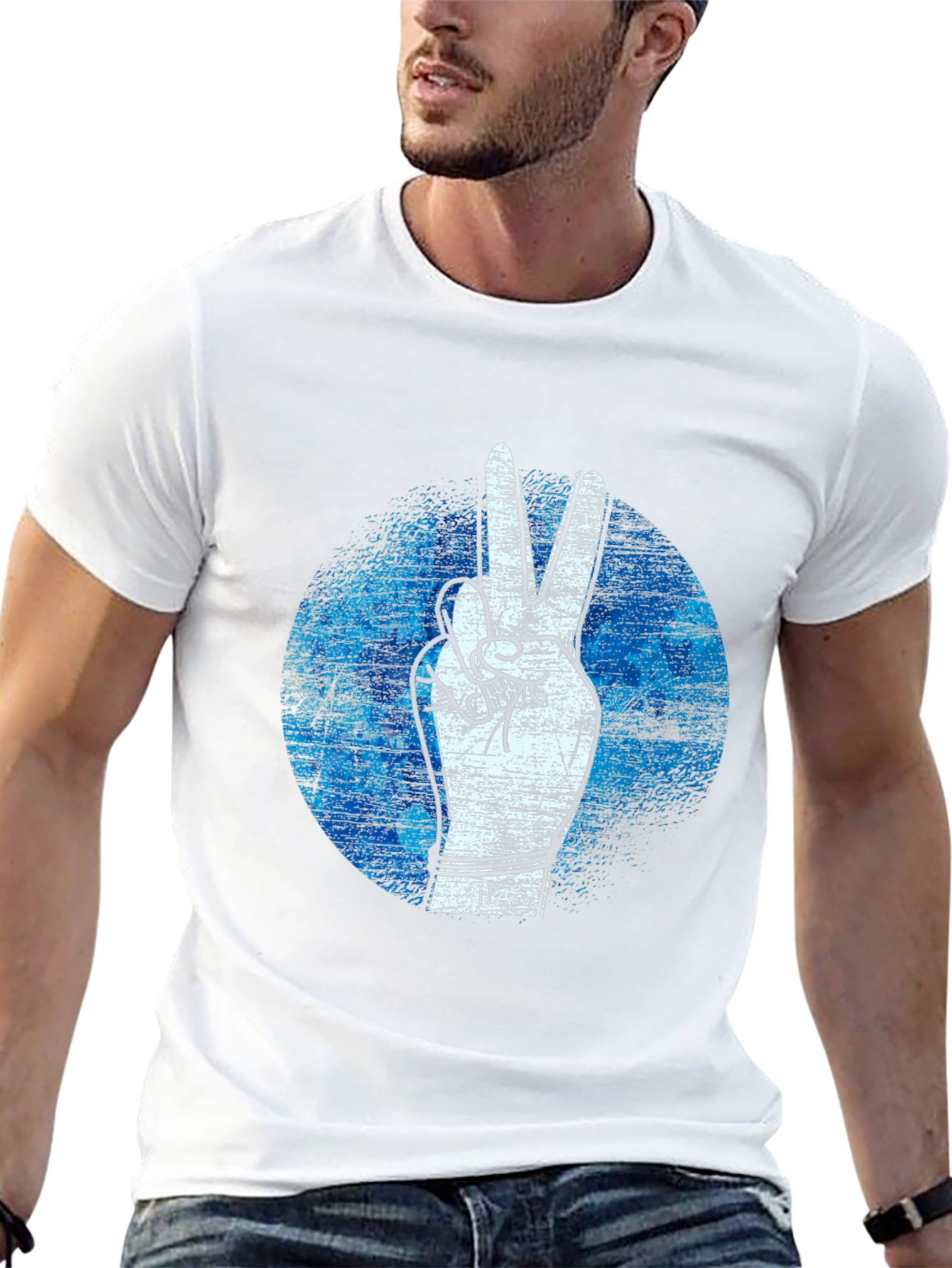 Peace Sign Graphic Tee - Black Cotton T-Shirt