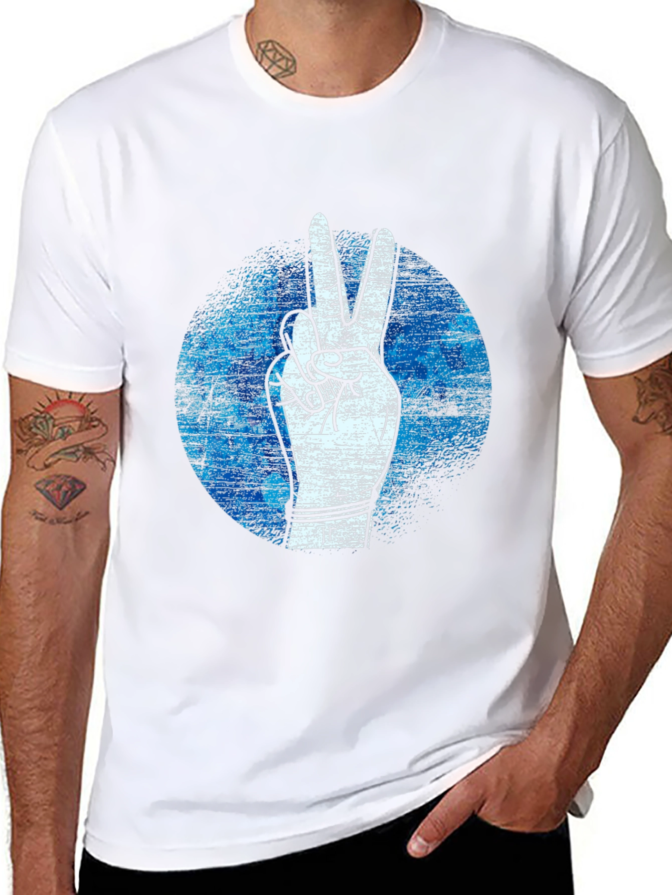 Peace Sign Graphic Tee - Black Cotton T-Shirt