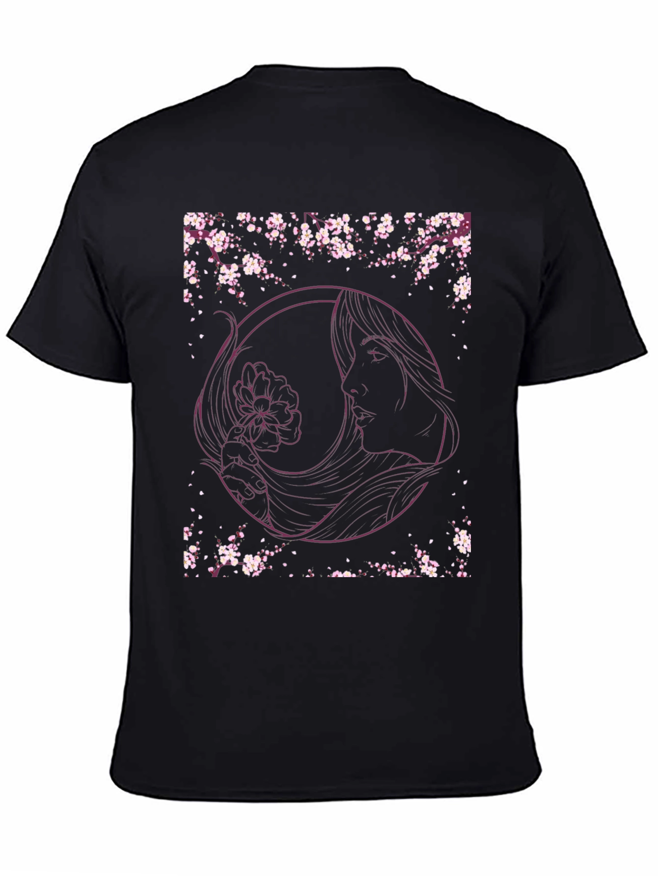 Floral Woman Graphic Tee - Black