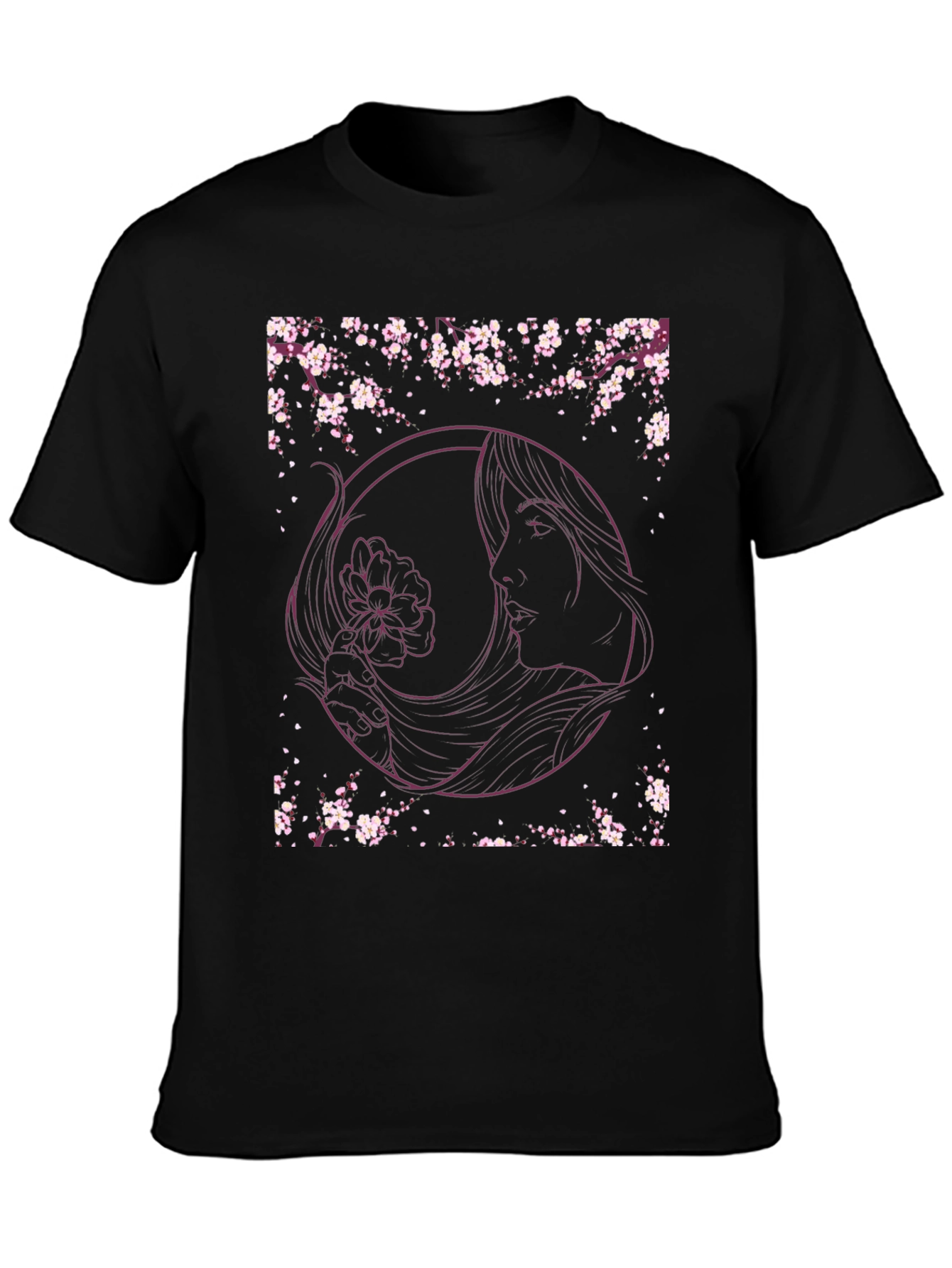 Floral Woman Graphic Tee - Black