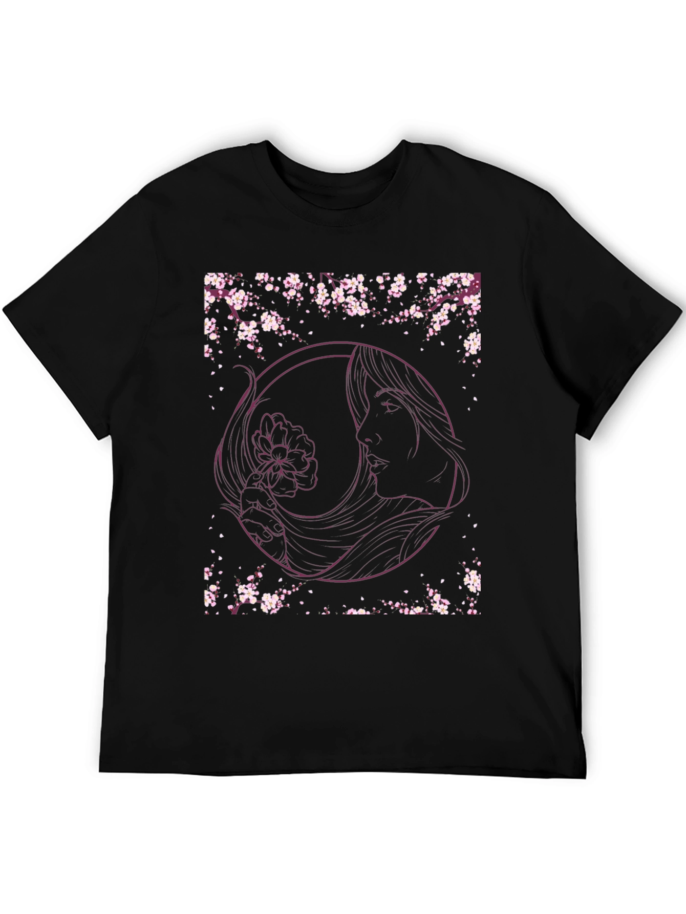 Floral Woman Graphic Tee - Black