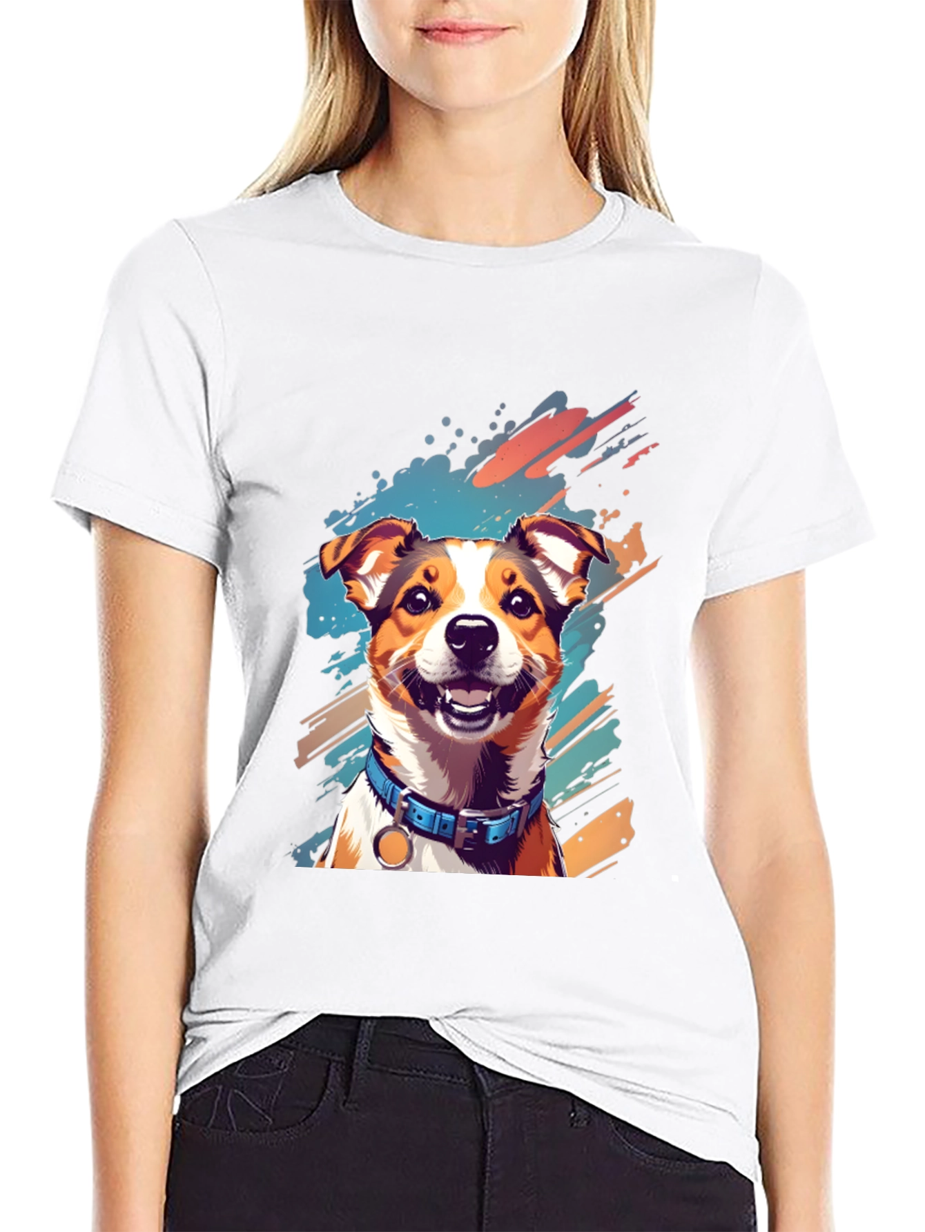 Dog Art Print Black T-Shirt
