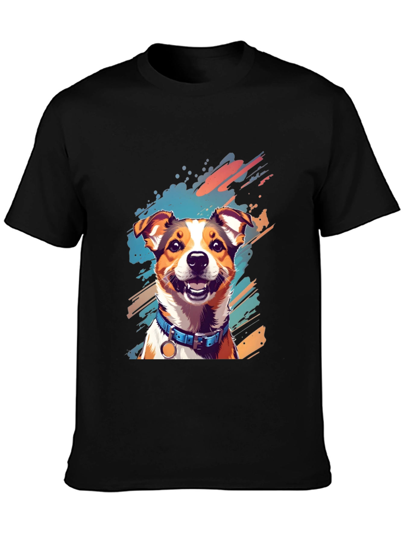Dog Art Print Black T-Shirt