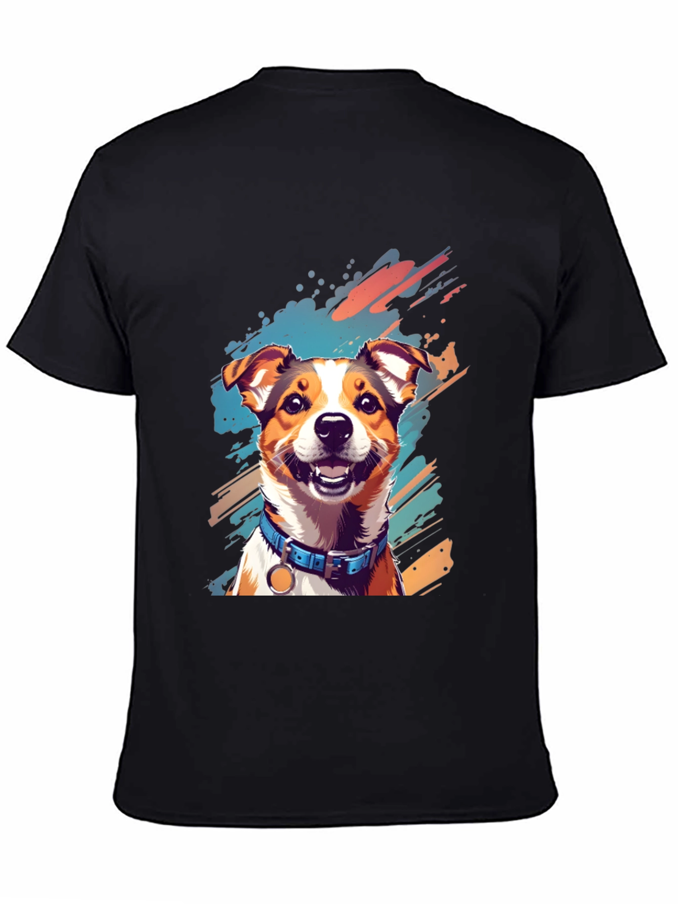 Dog Art Print Black T-Shirt