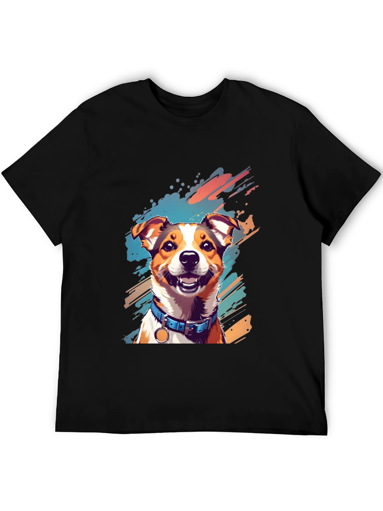 Dog Art Print Black T-Shirt