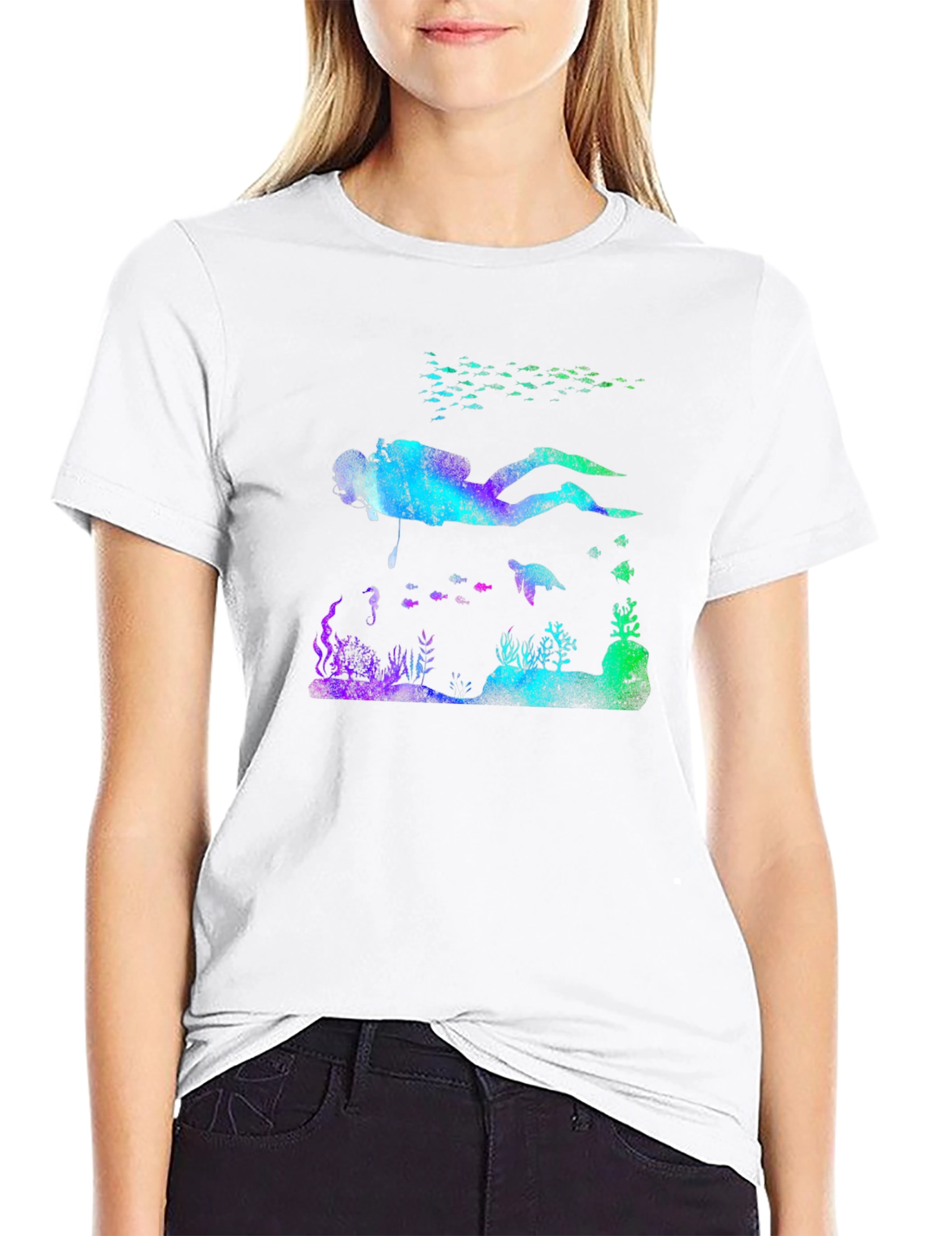 Scuba Diver Reef T-Shirt - Black