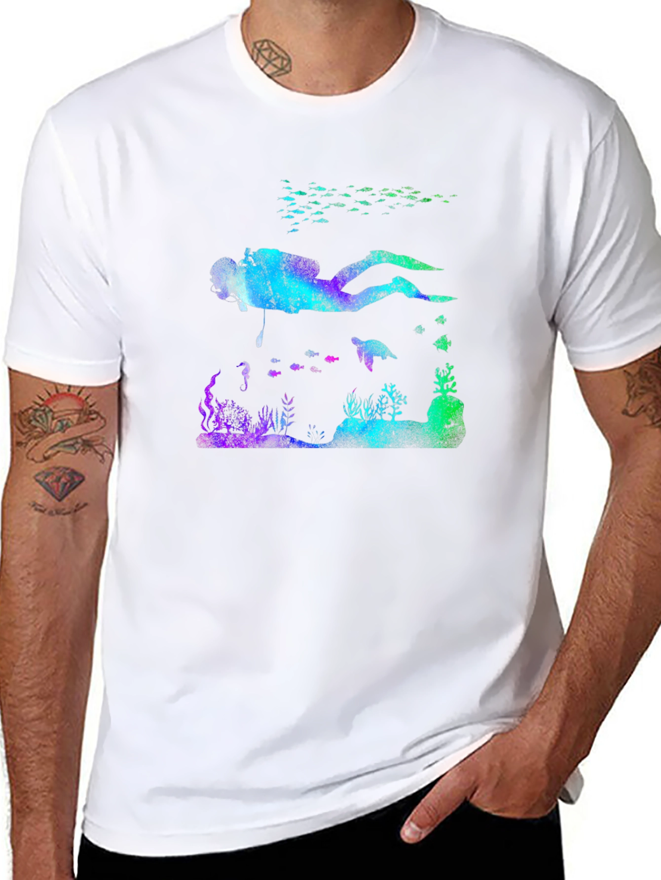 Scuba Diver Reef T-Shirt - Black