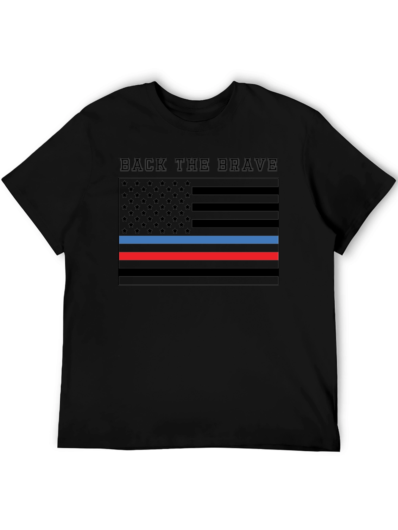 Back the Brave American Flag Thin Line T-Shirt