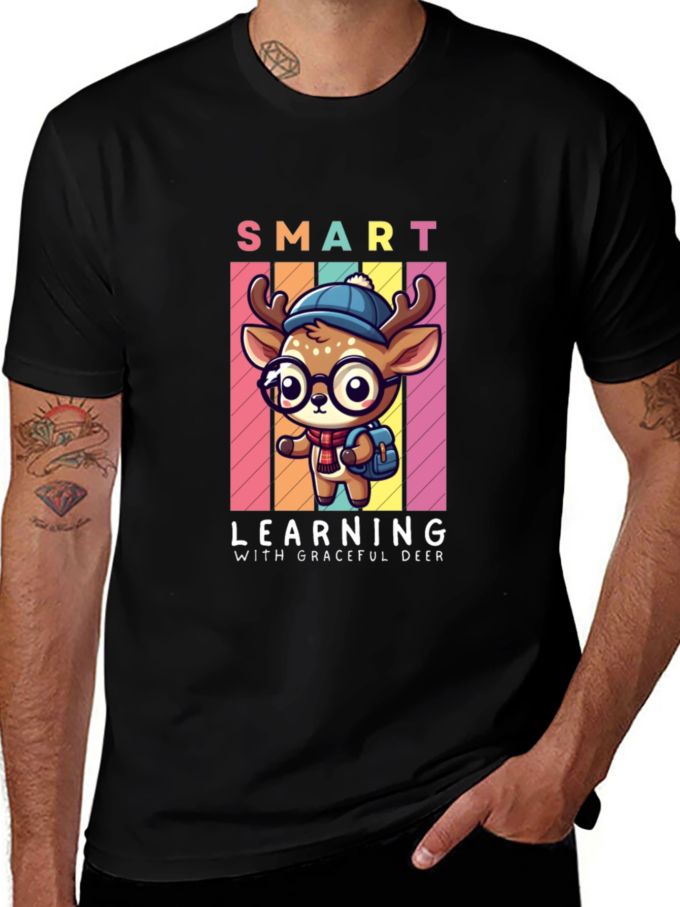 Smart Learning Deer Graphic T-Shirt