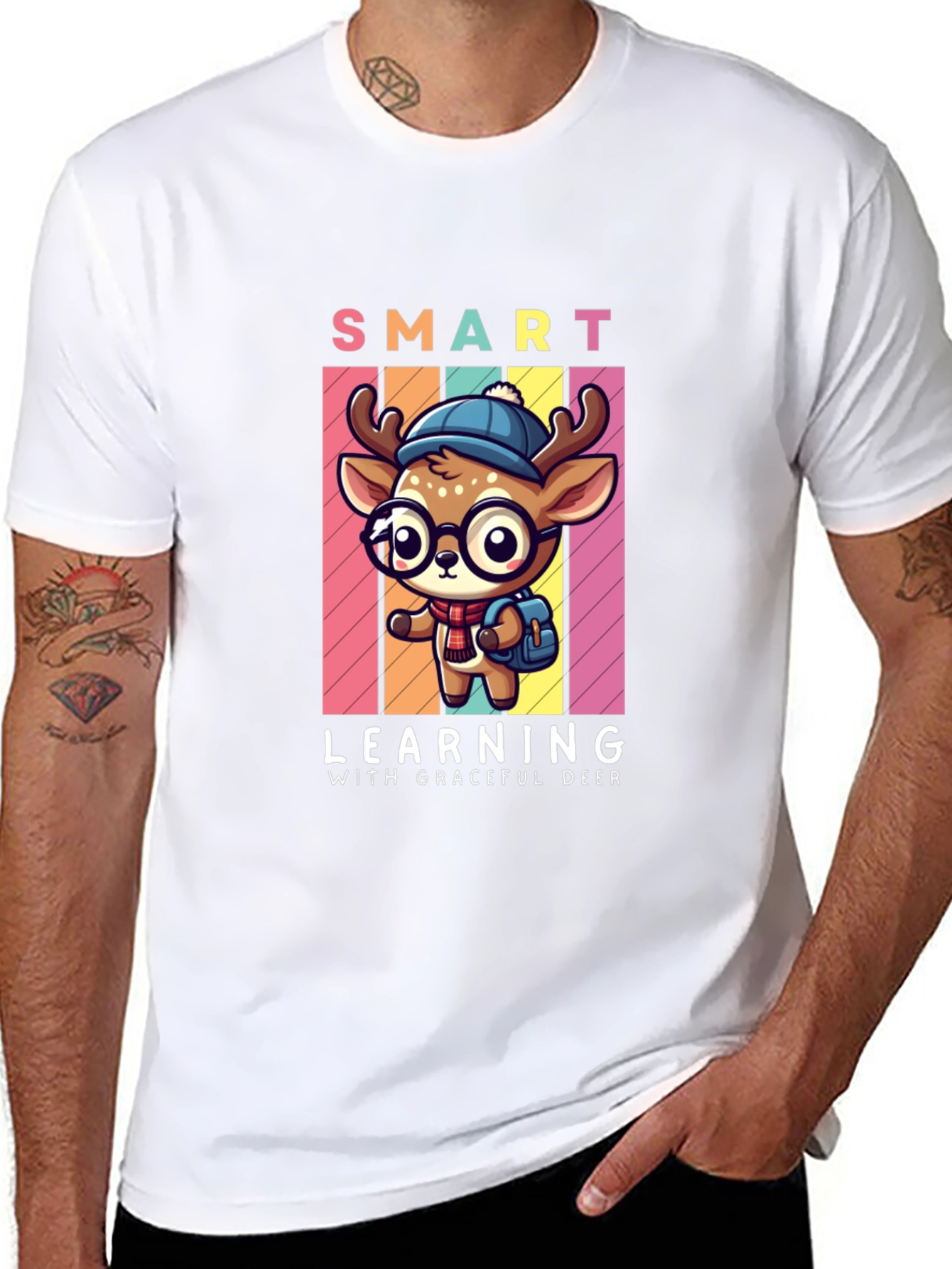 Smart Learning Deer Graphic T-Shirt