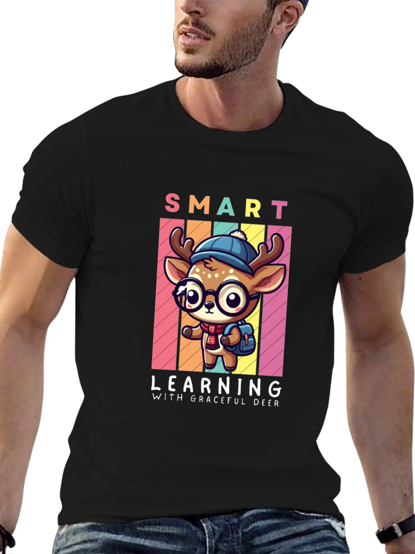 Smart Learning Deer Graphic T-Shirt