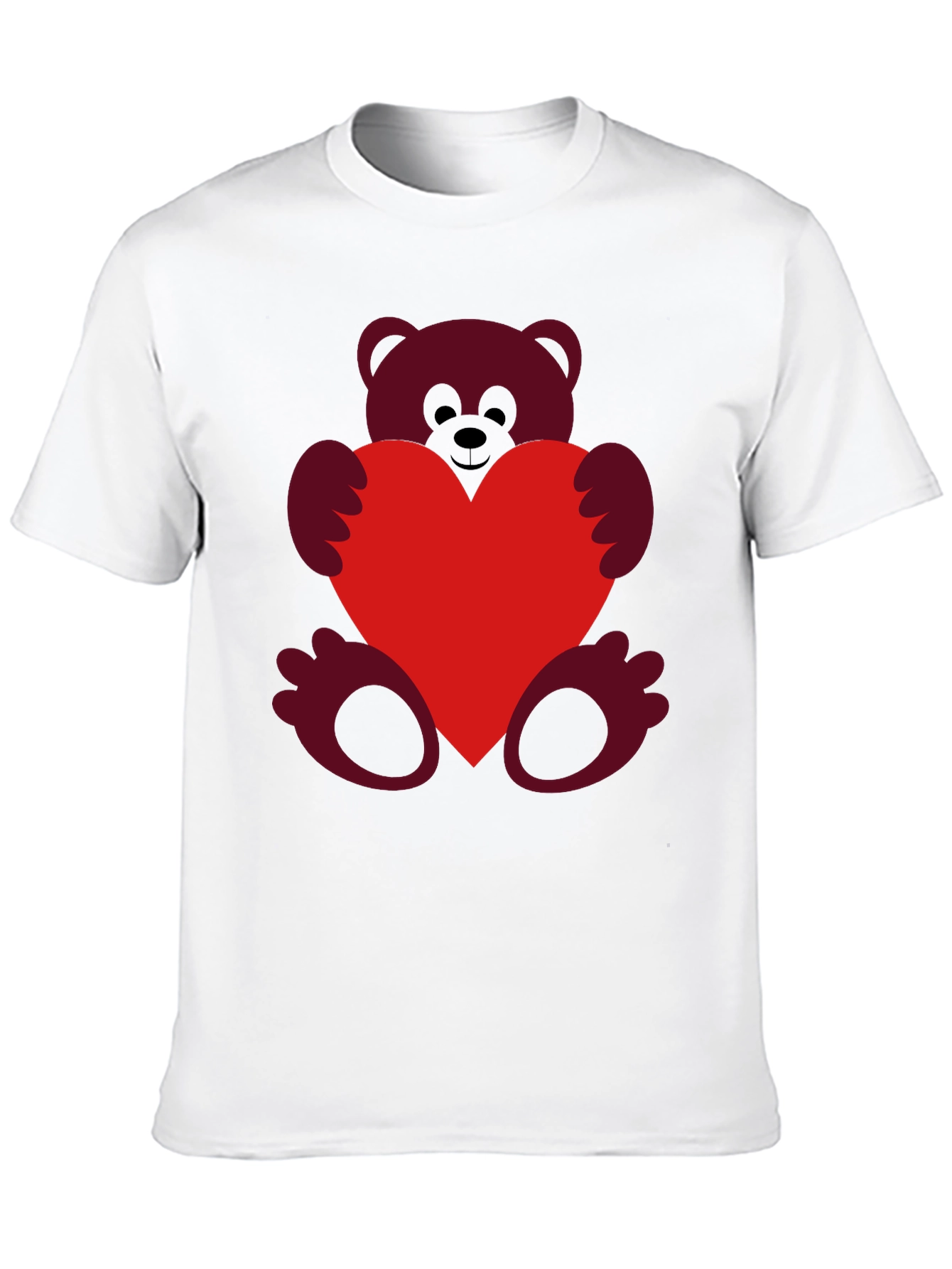 Heart Hugging Teddy Bear Black T-Shirt